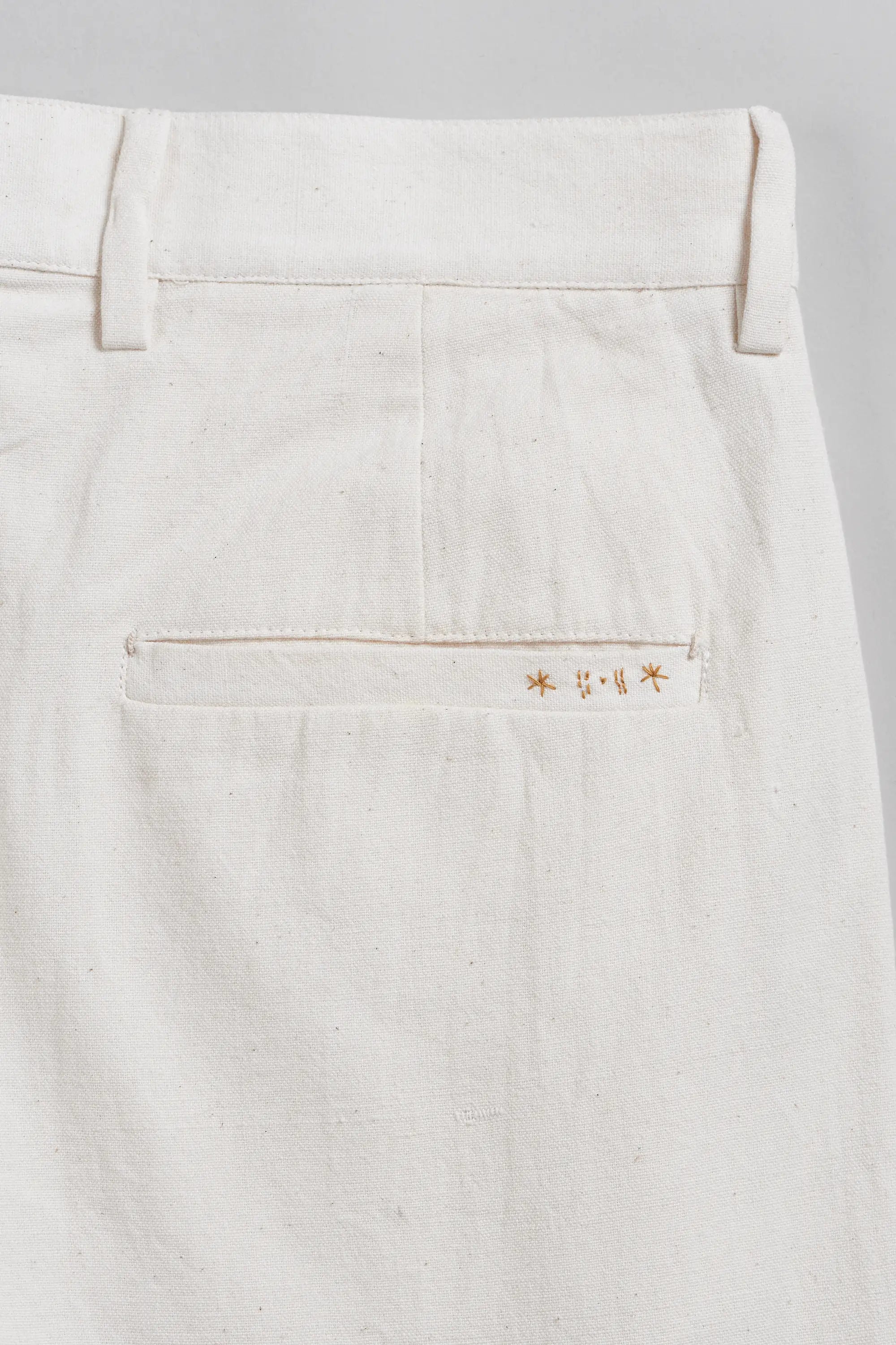 Back side closeup with pocket and hand details
