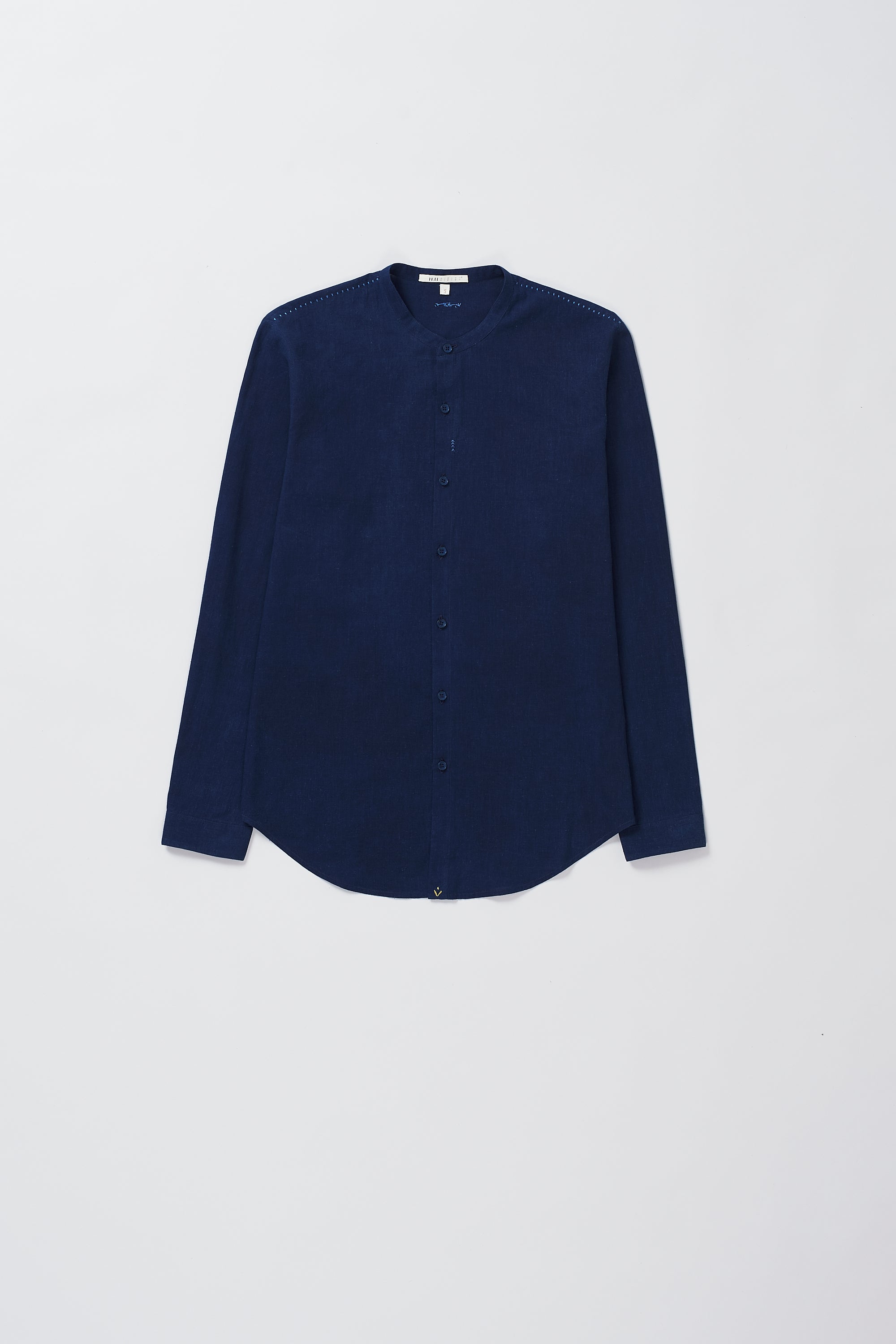 INDIGO BAND COLLAR SHIRT