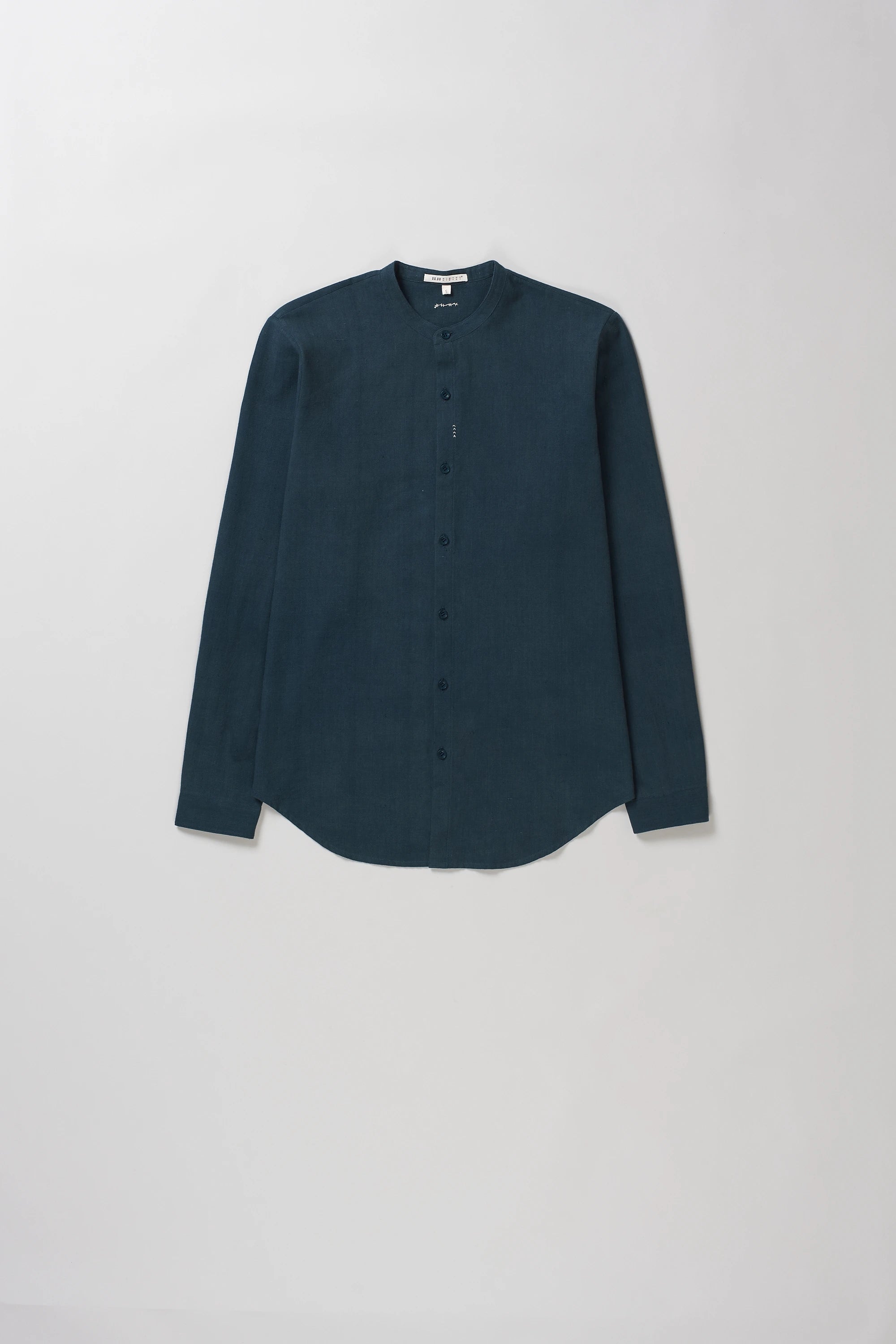Front image of indigo black cotton shirt