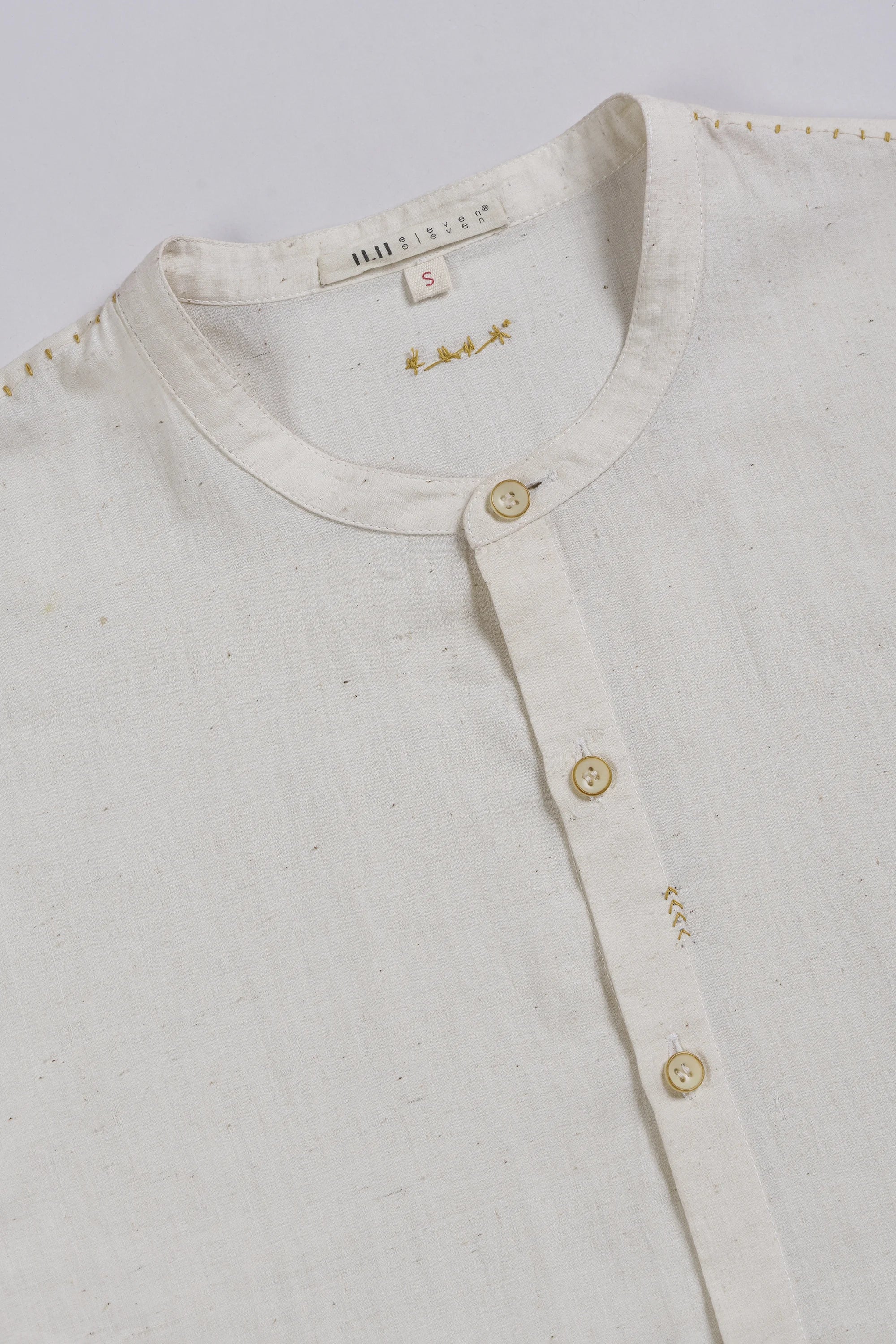 Ecru Band Collar Shirt