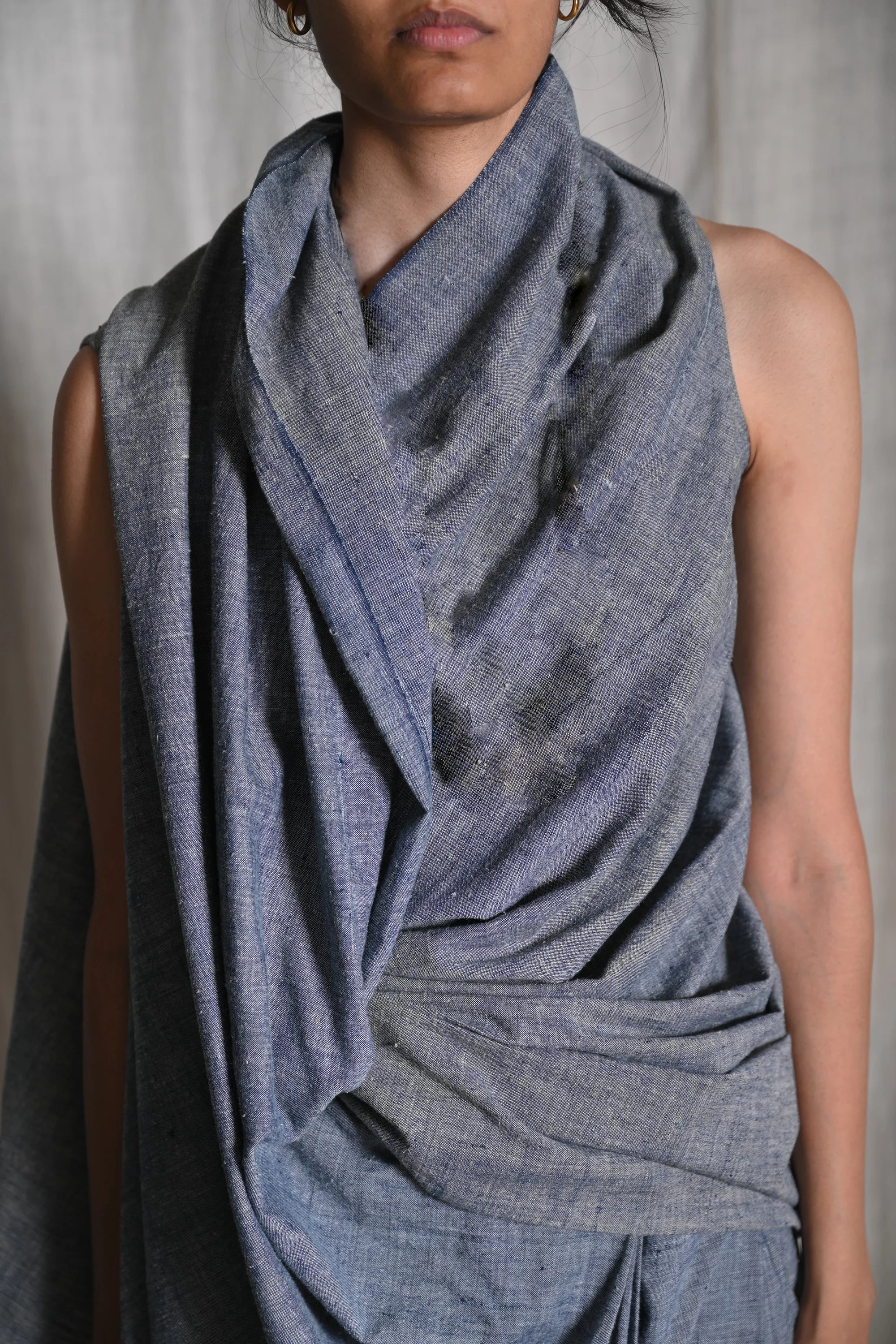 Signature Saree pants in chambray cotton