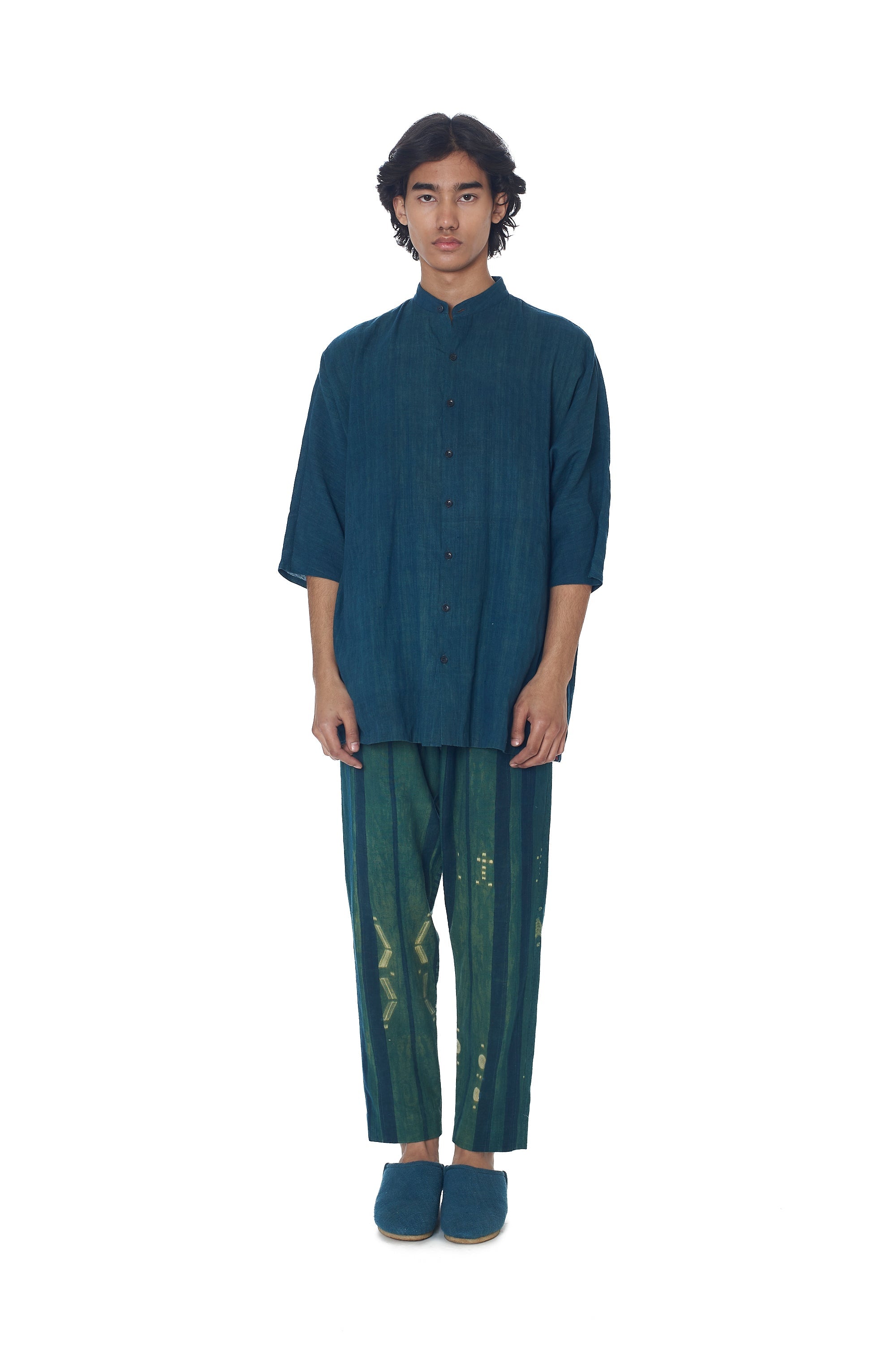 Block Printed String Pants with Shibori