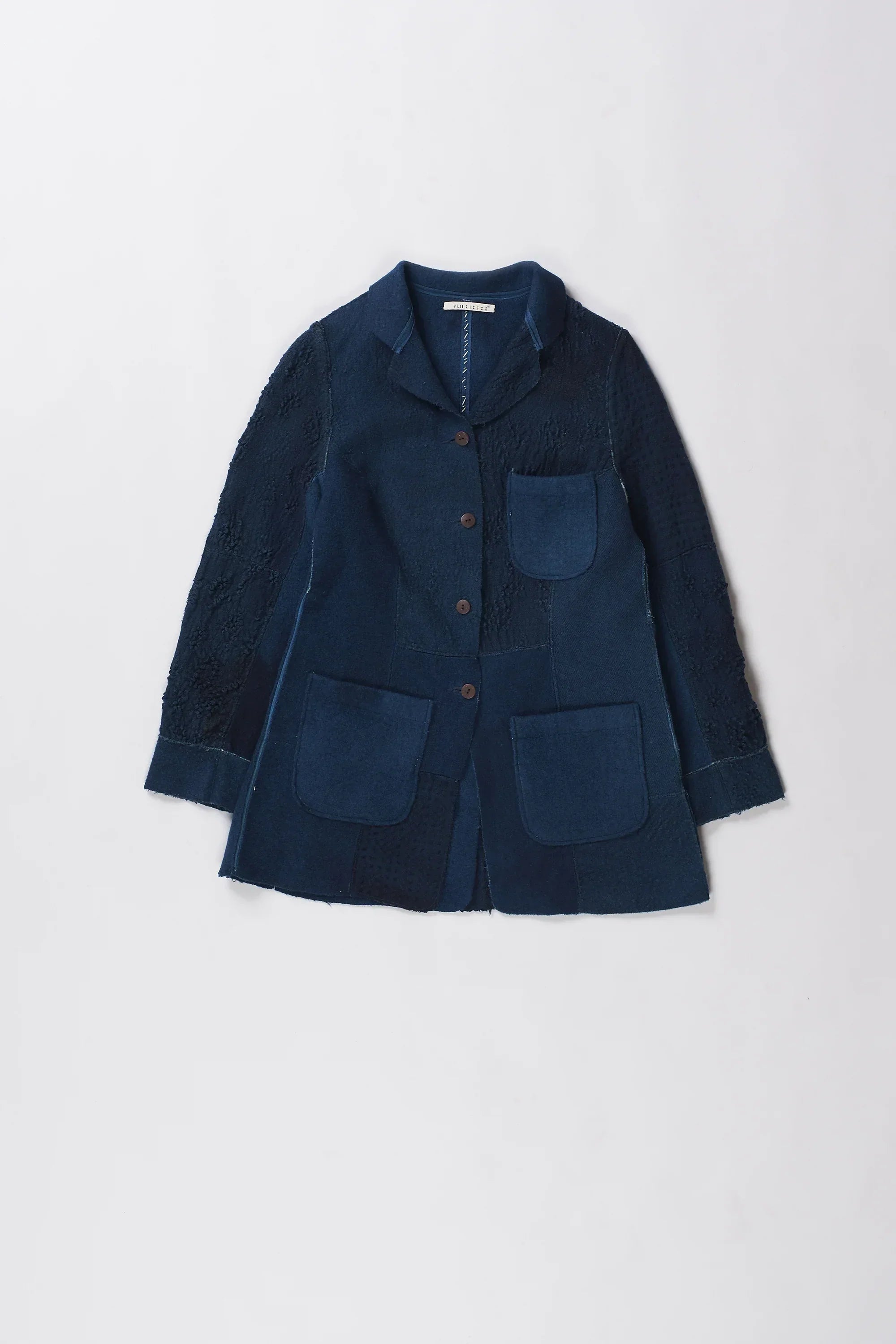 Worker jacket in felted wool with bandhani