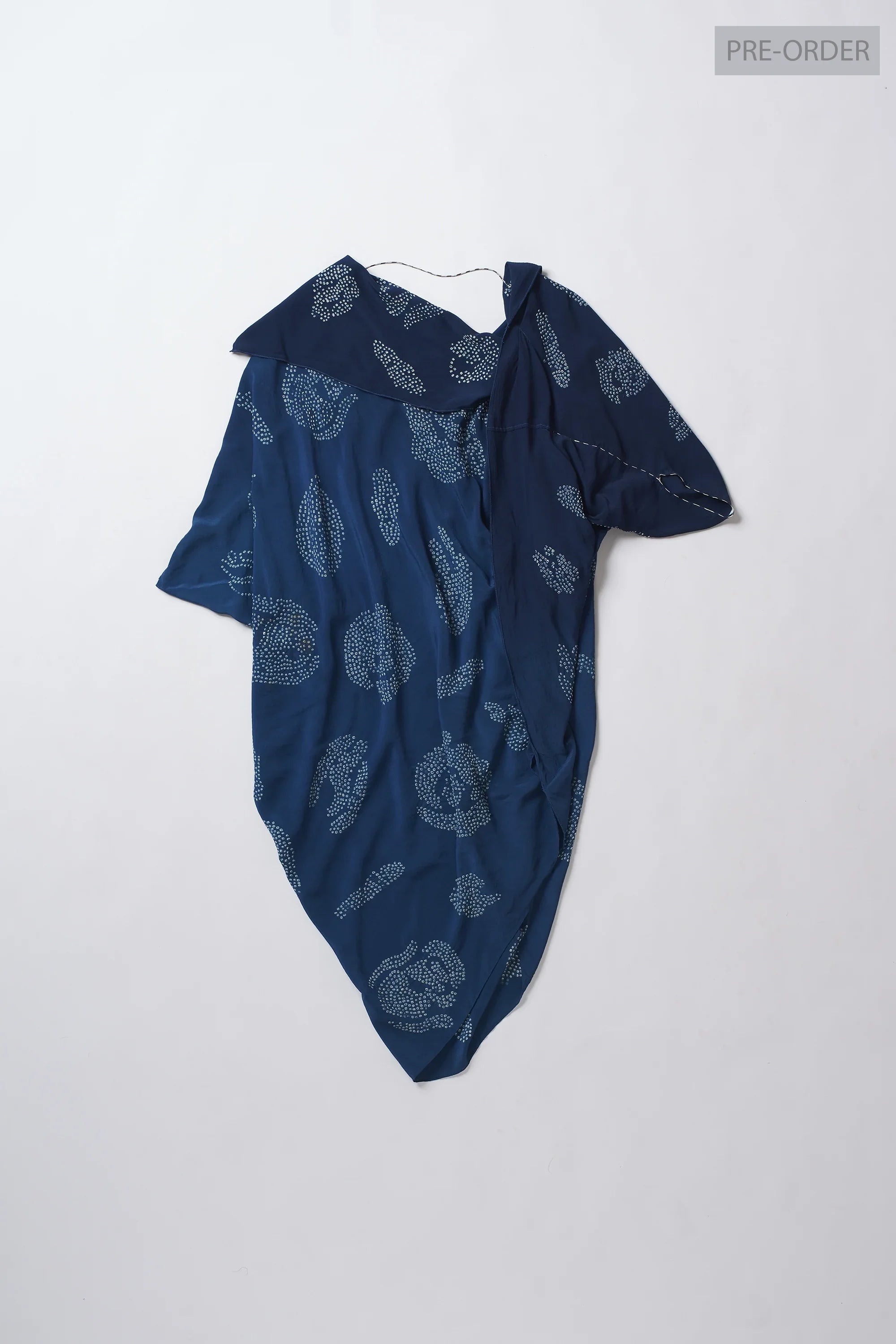 Violin Drape Dress Made In Silk with Bandhani