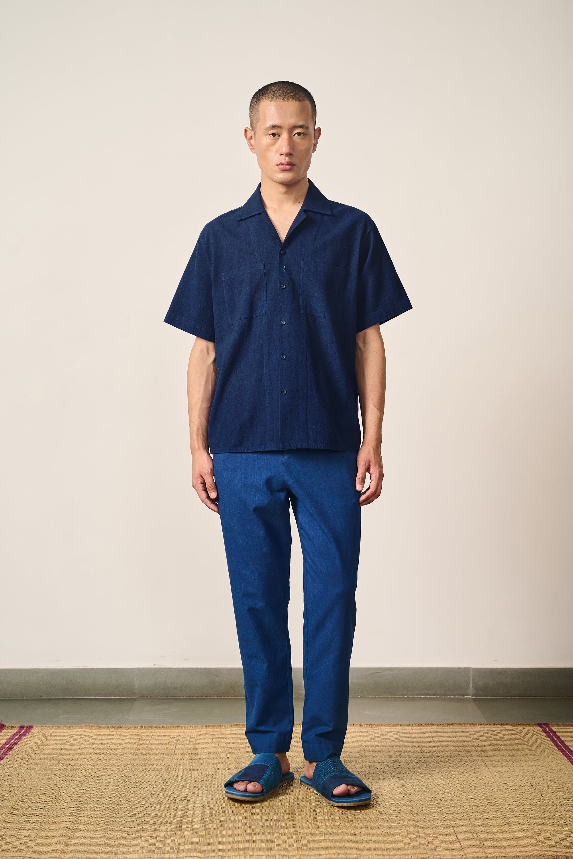 MEDIUM INDIGO CAMP COLLAR SHIRT