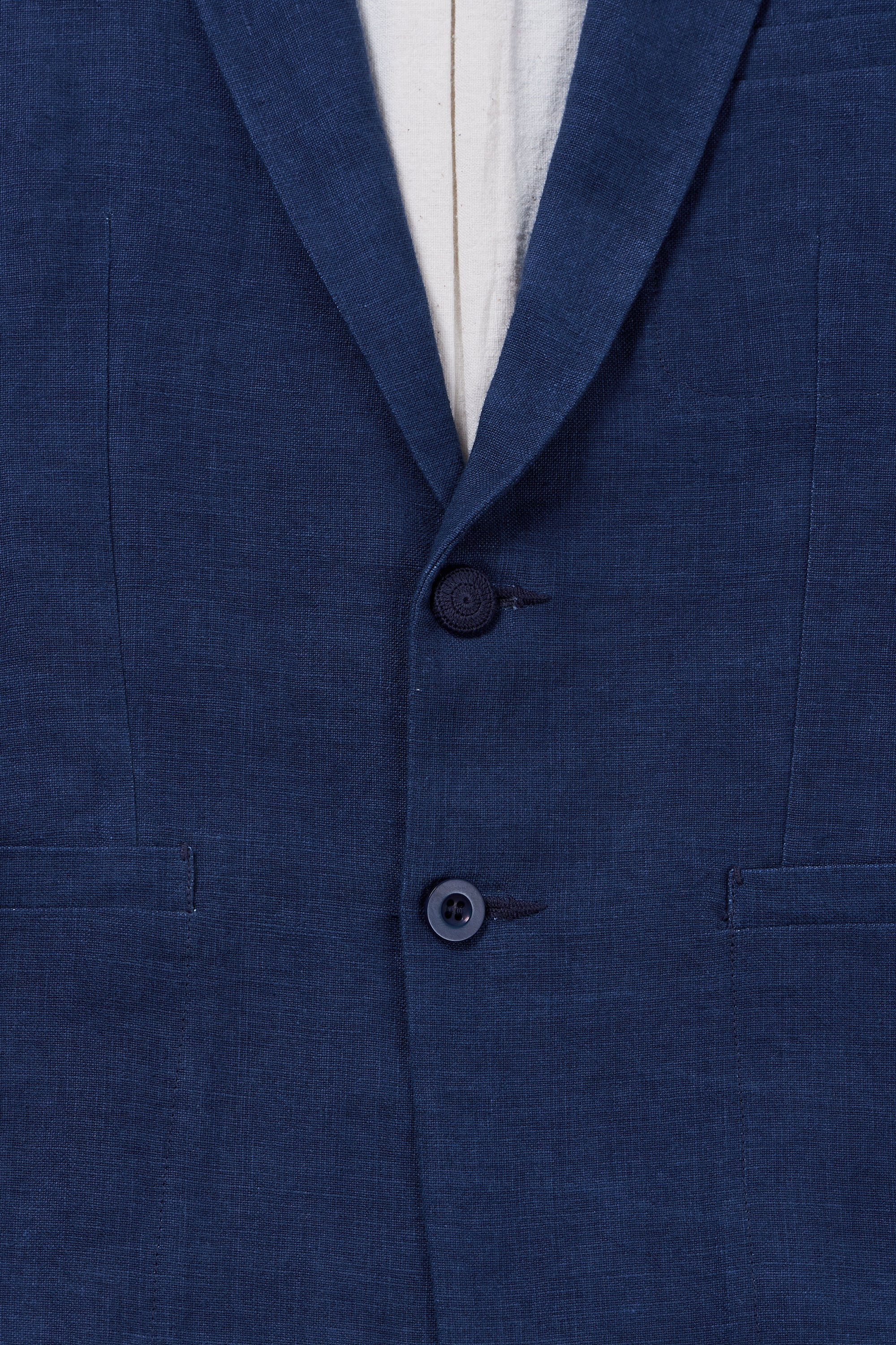 Linen Jacket in Natural Indigo