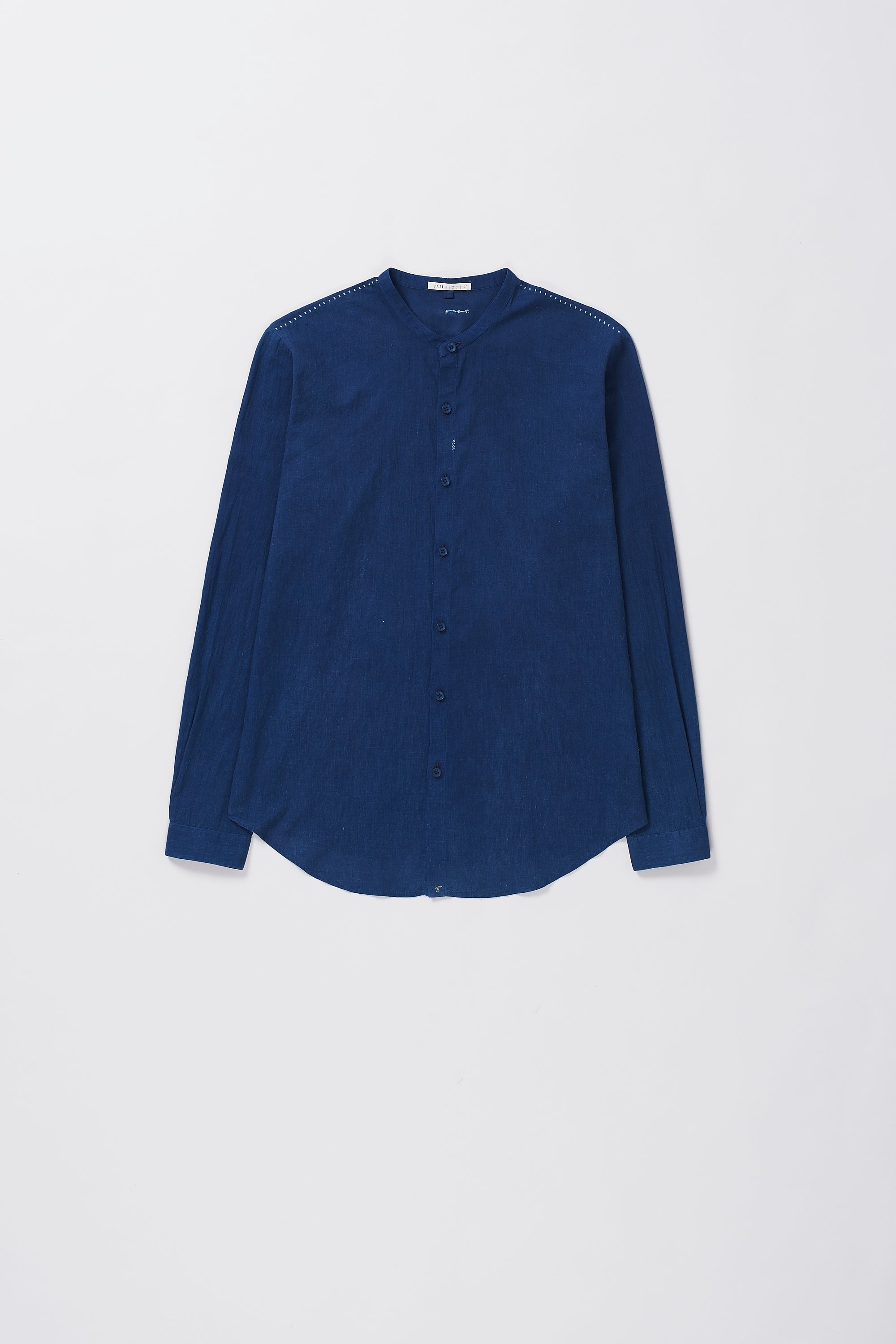 MEDIUM INDIGO BAND COLLAR SHIRT