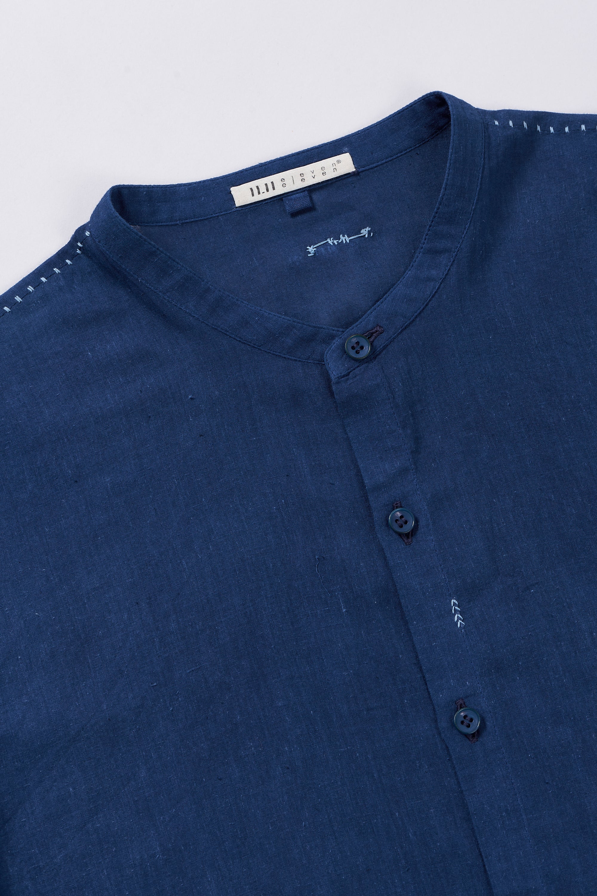 Medium Indigo Band Collar Shirt