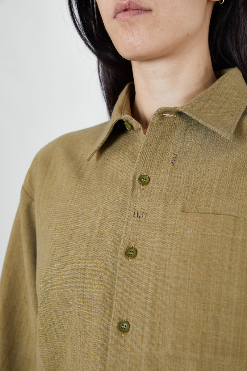 FLAXEN YELLOW SOLID COTTON SHIRT