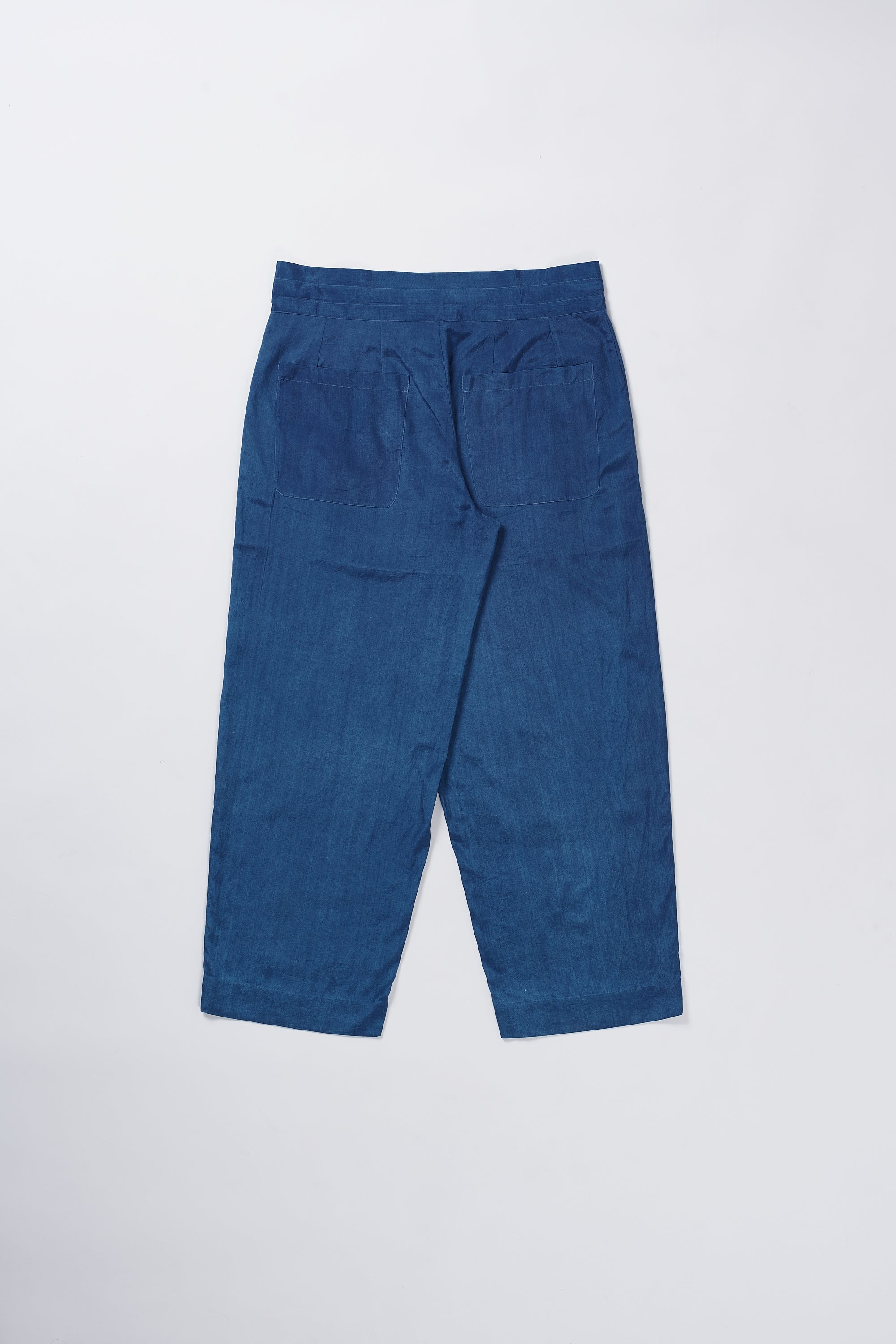 Medium Indigo Cotton Silk Trousers
