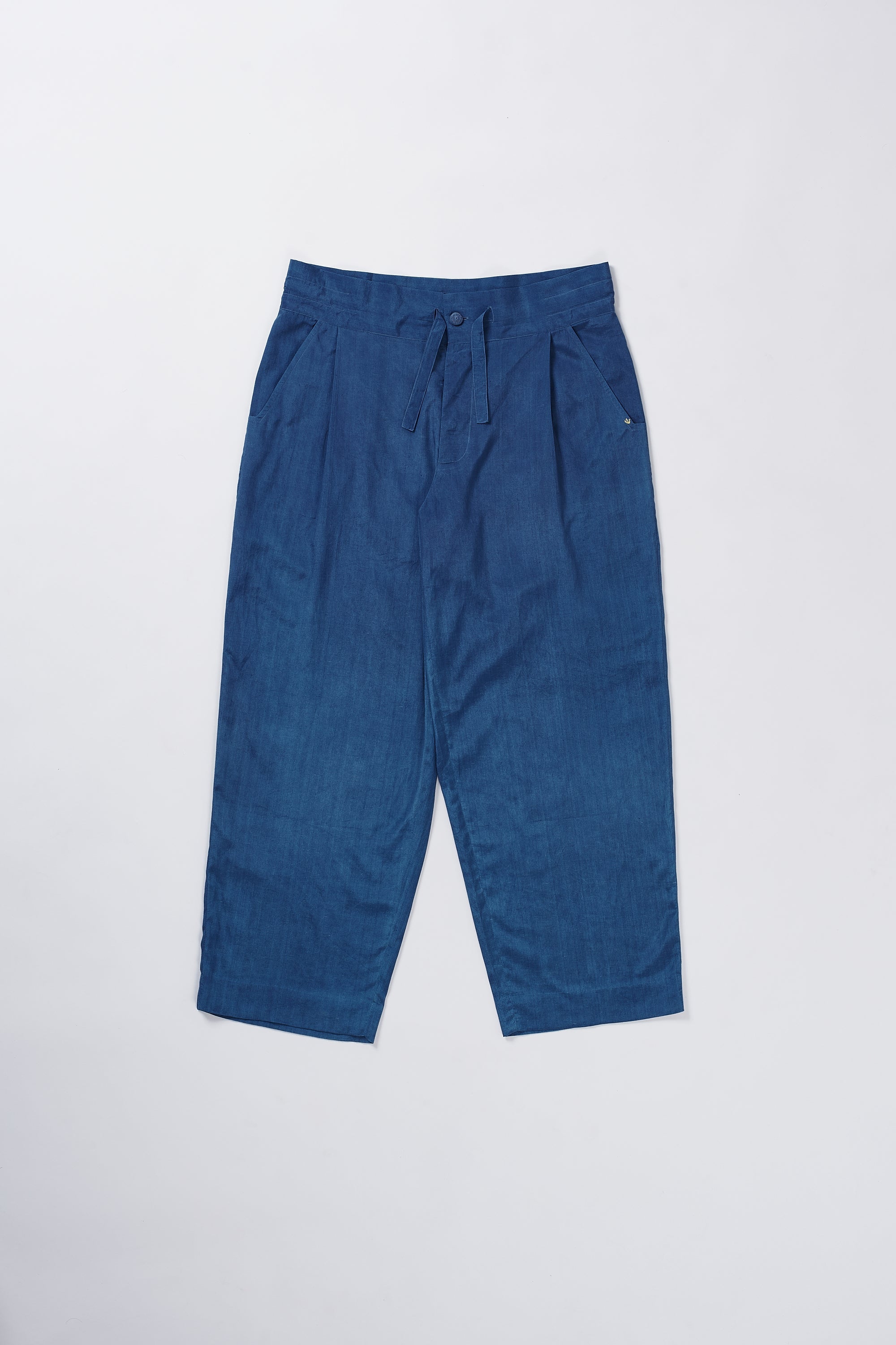 Medium Indigo Cotton Silk Trousers