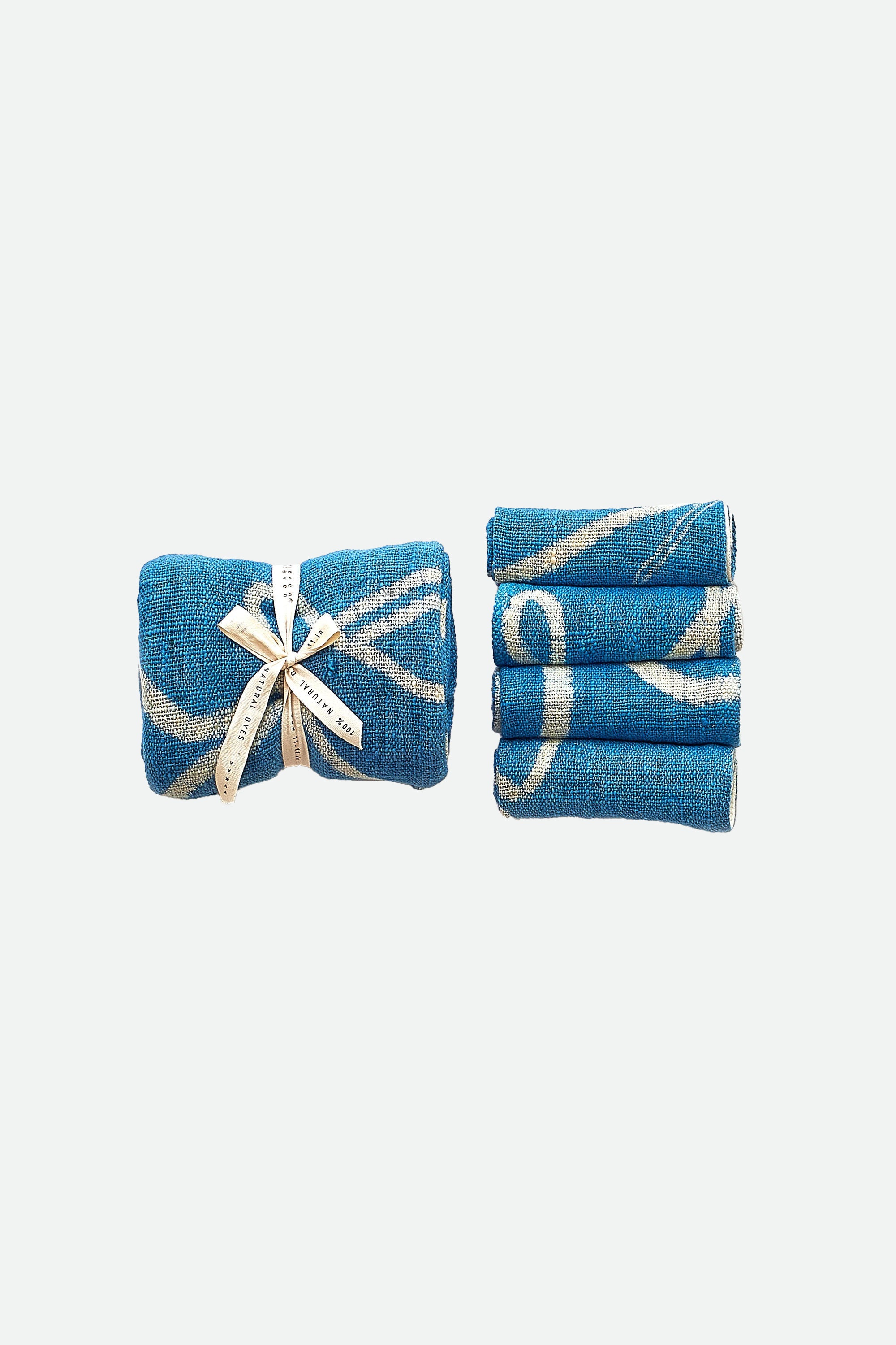 MEDIUM INDIGO HAND PAINTED TOWEL BOX SET
