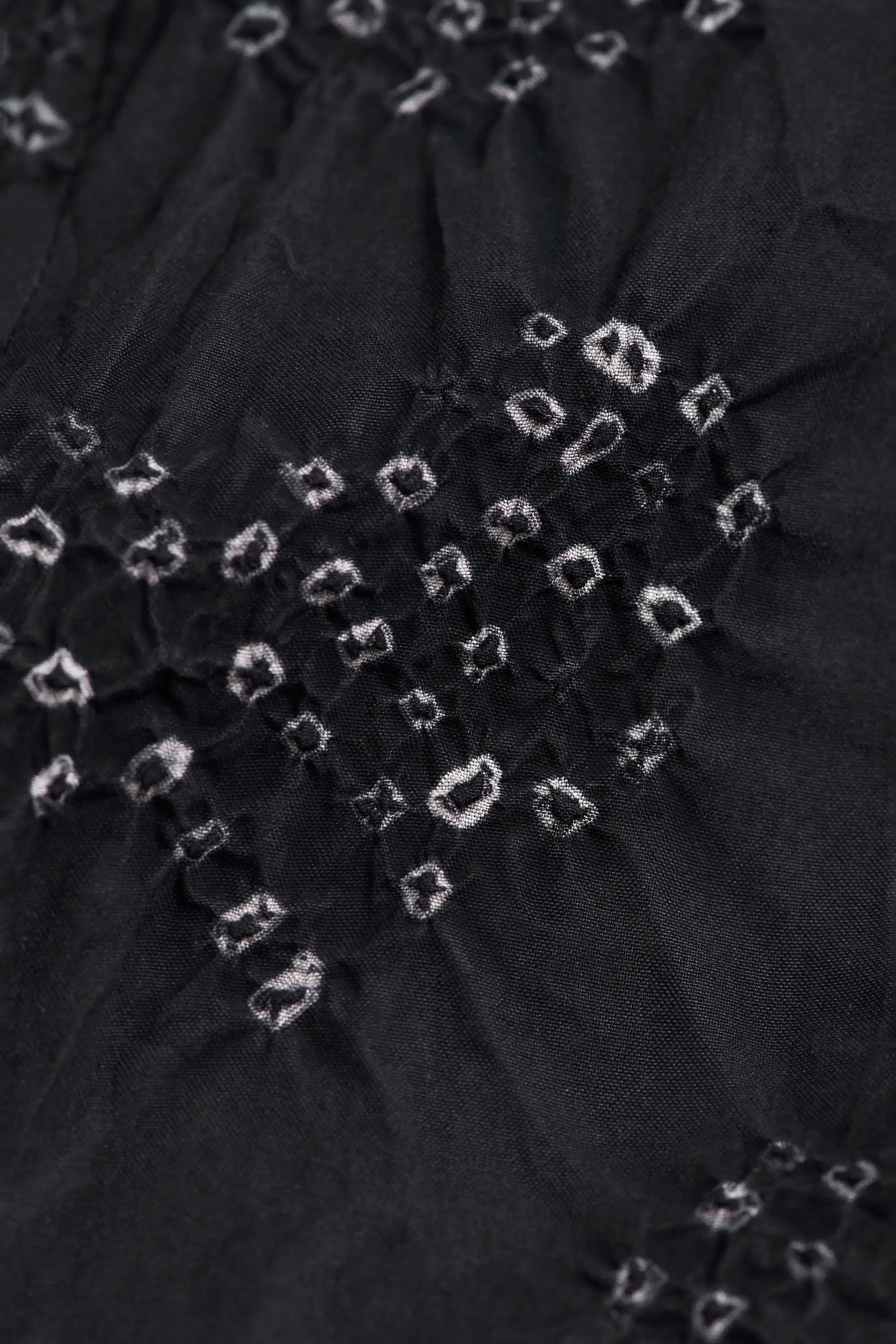 Black Boxy Shirt in Silk with Bandhani