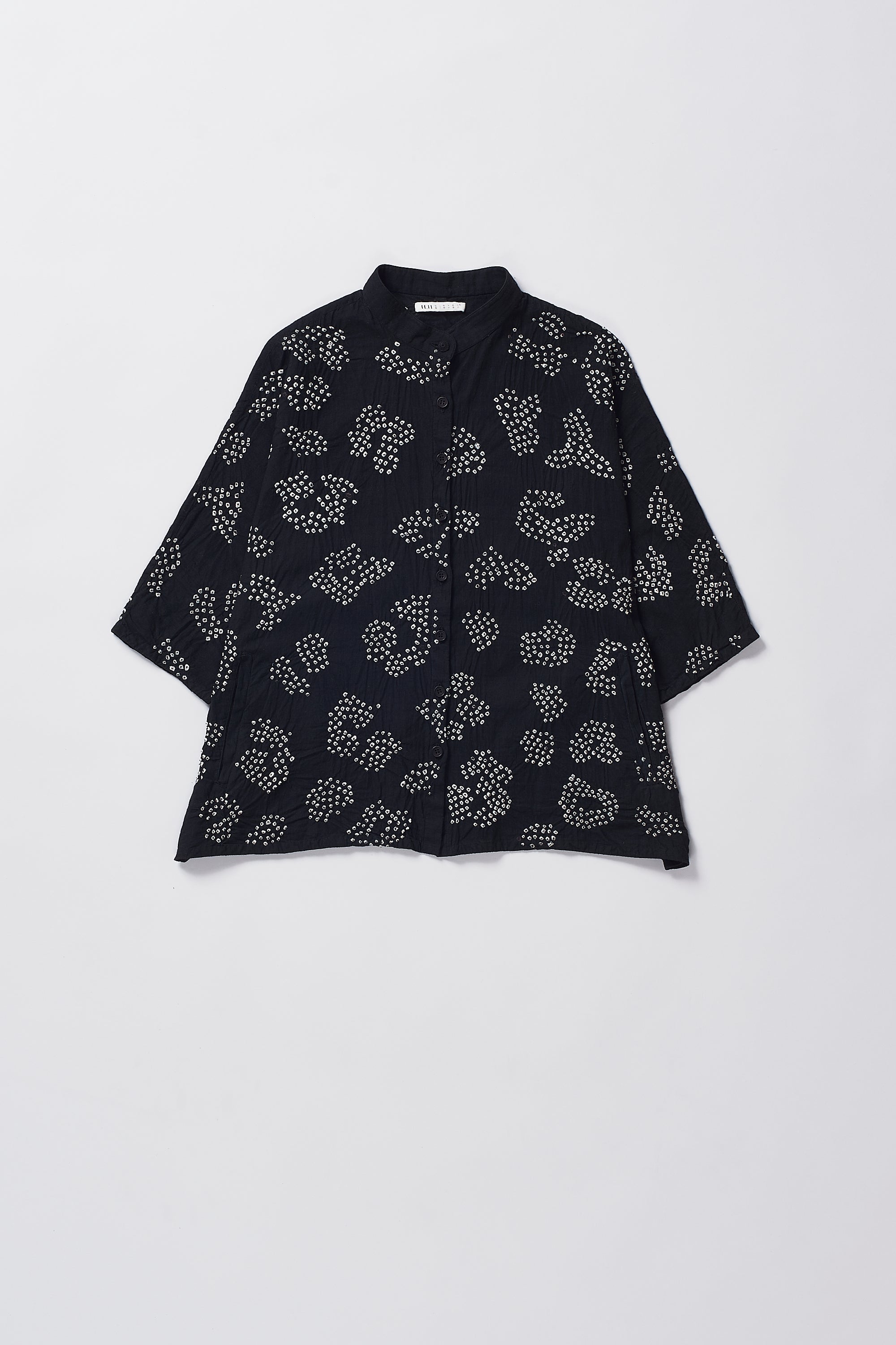 BLACK FINE COTTON BANDHANI SHIRT