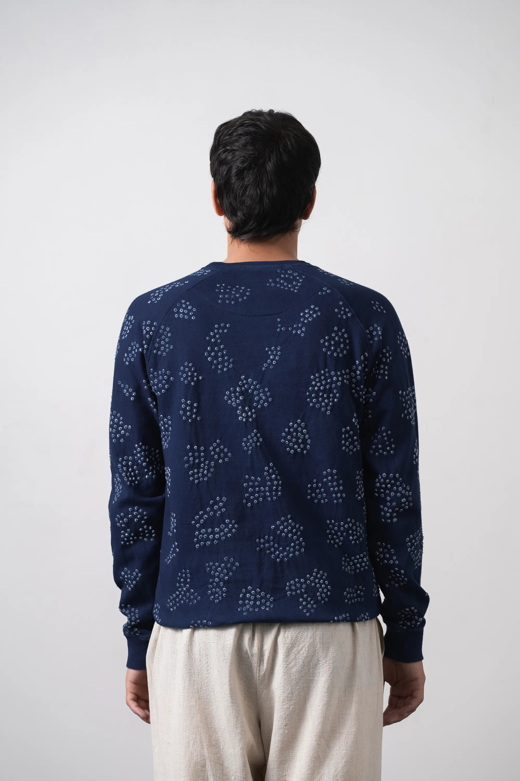 Organic Cotton Indigo Sweatshirt with Bandhani