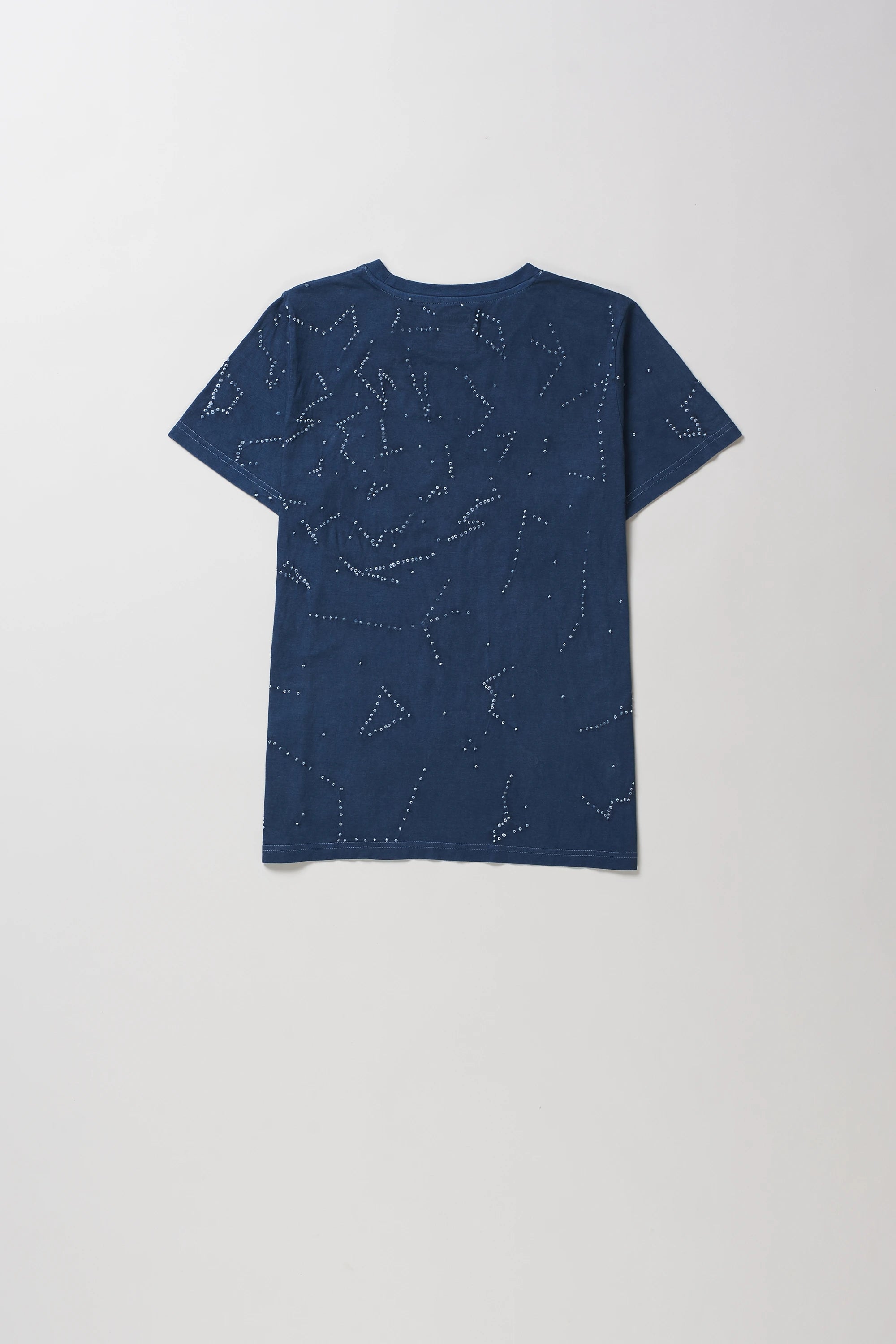 Cotton Bandhani T-Shirt in Space Blue