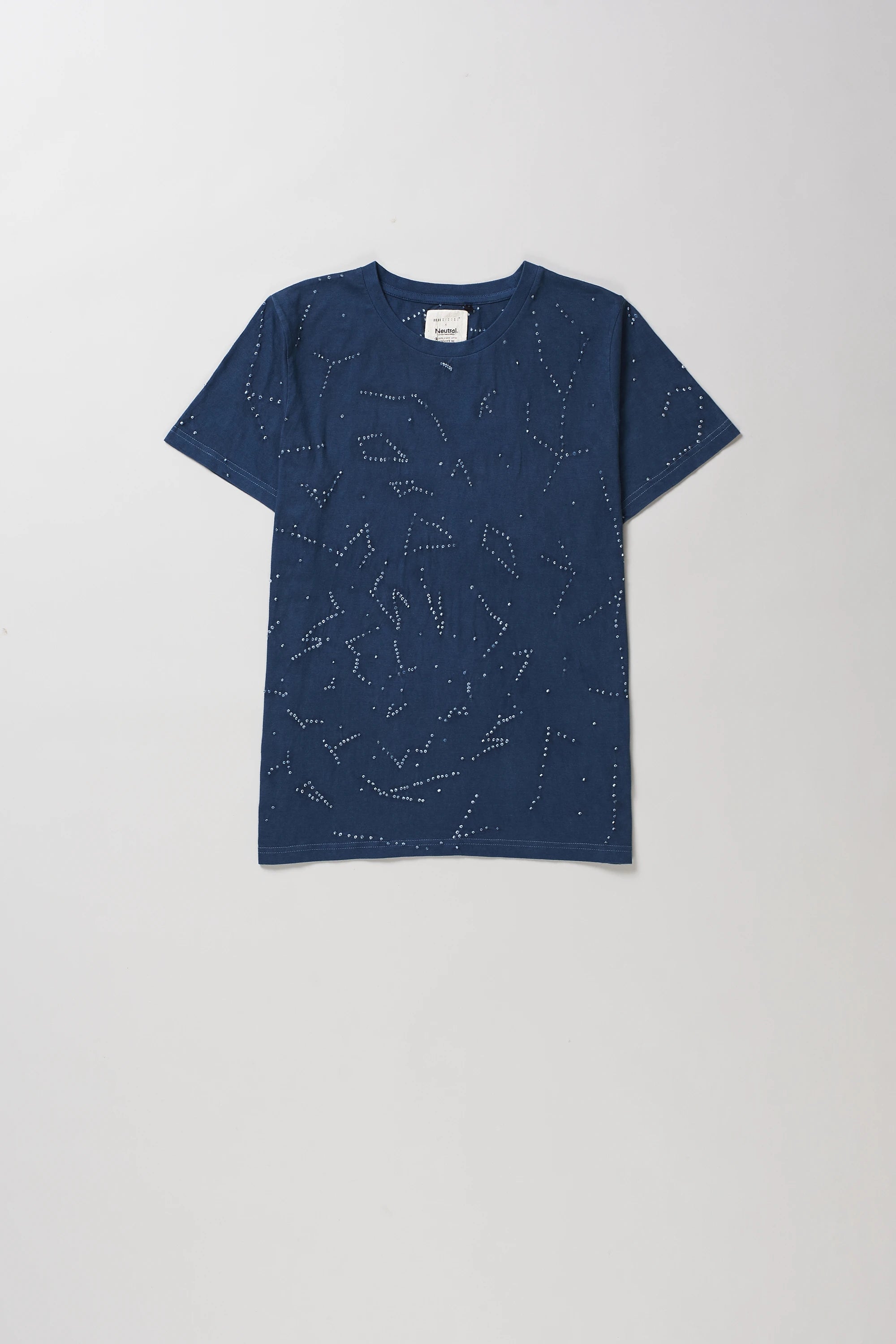 Space Blue Cotton Bandhani T-Shirt