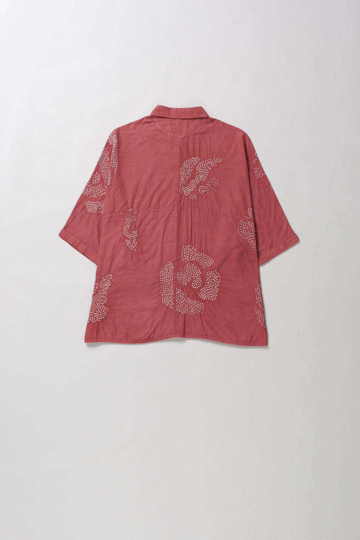 Cotton Bandhani Shirt in Pink Wood