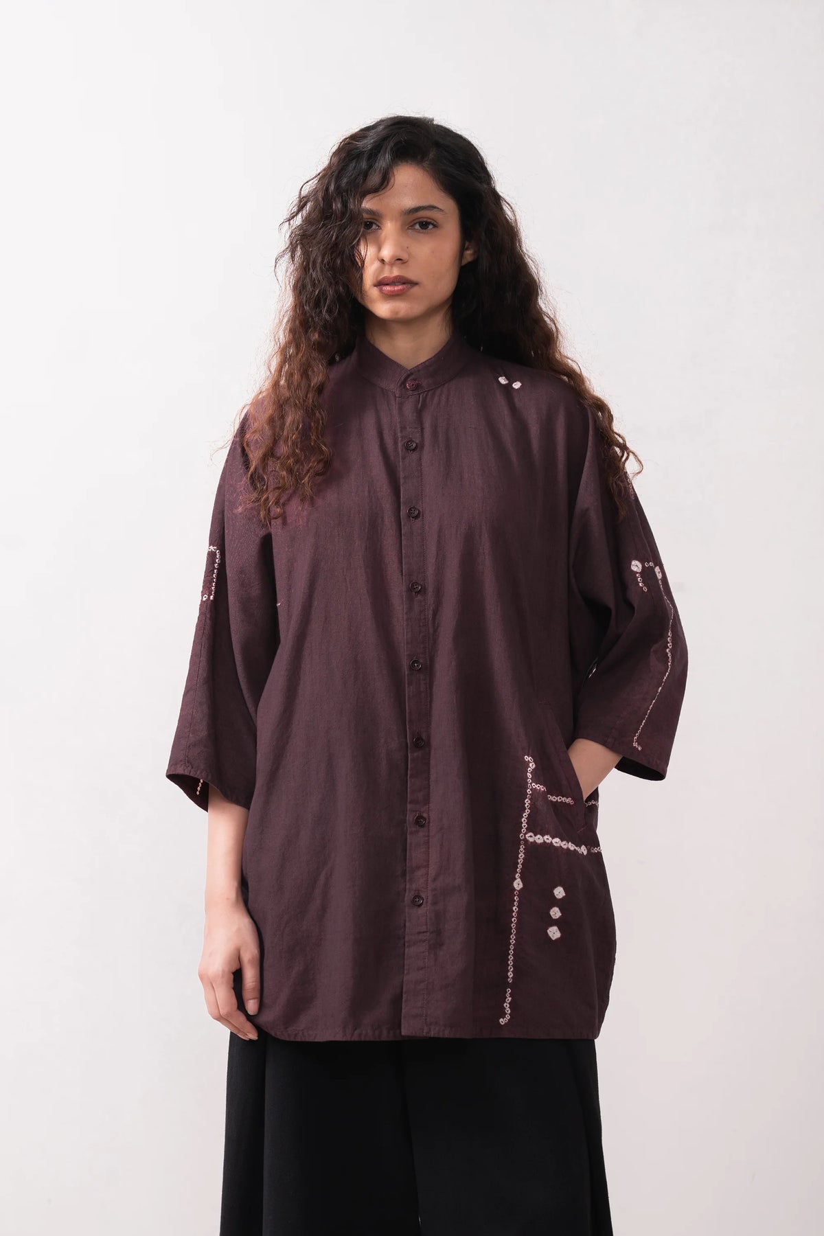 Purple Red Bandhani Macca Shirt