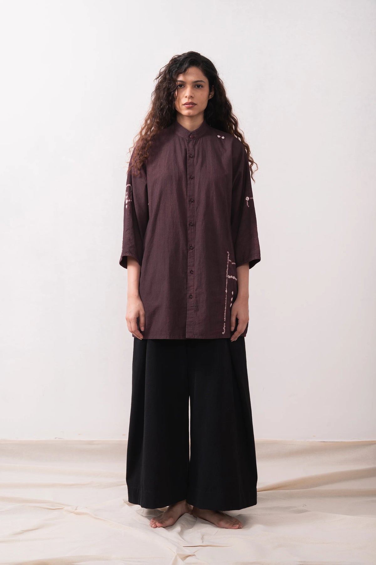 Purple Red Bandhani Macca Shirt