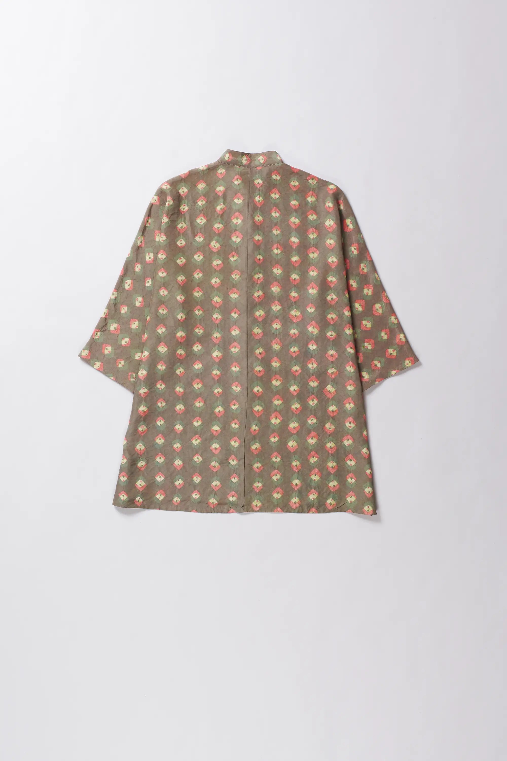 Back image of a silk shirt with bandhani work