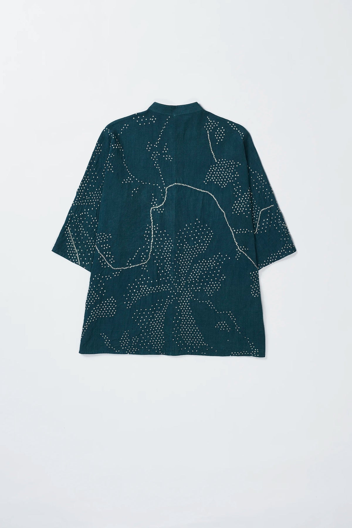 Organic Cotton Bandhani Shirt in Bottle Green
