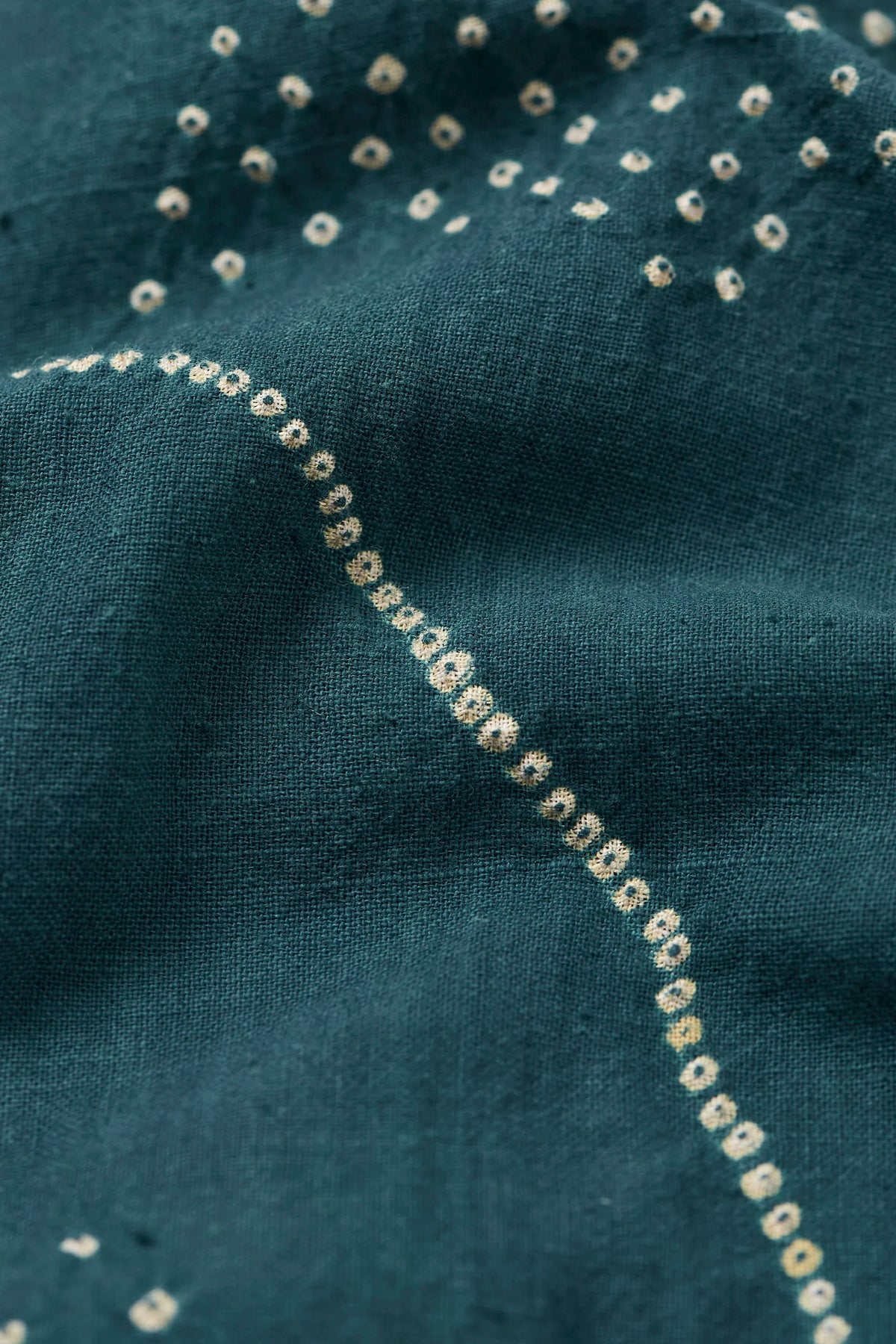 Organic Cotton Bandhani Shirt in Bottle Green