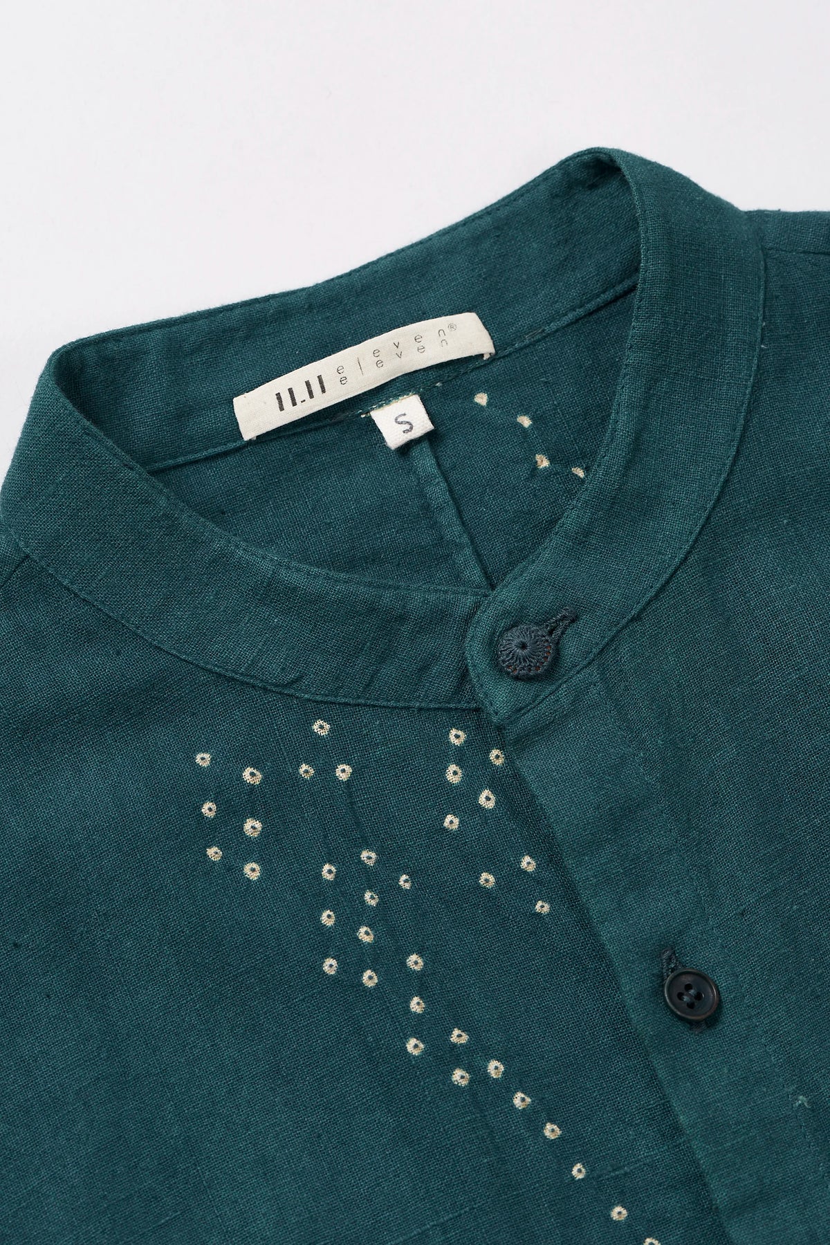 Organic Cotton Bandhani Shirt in Bottle Green