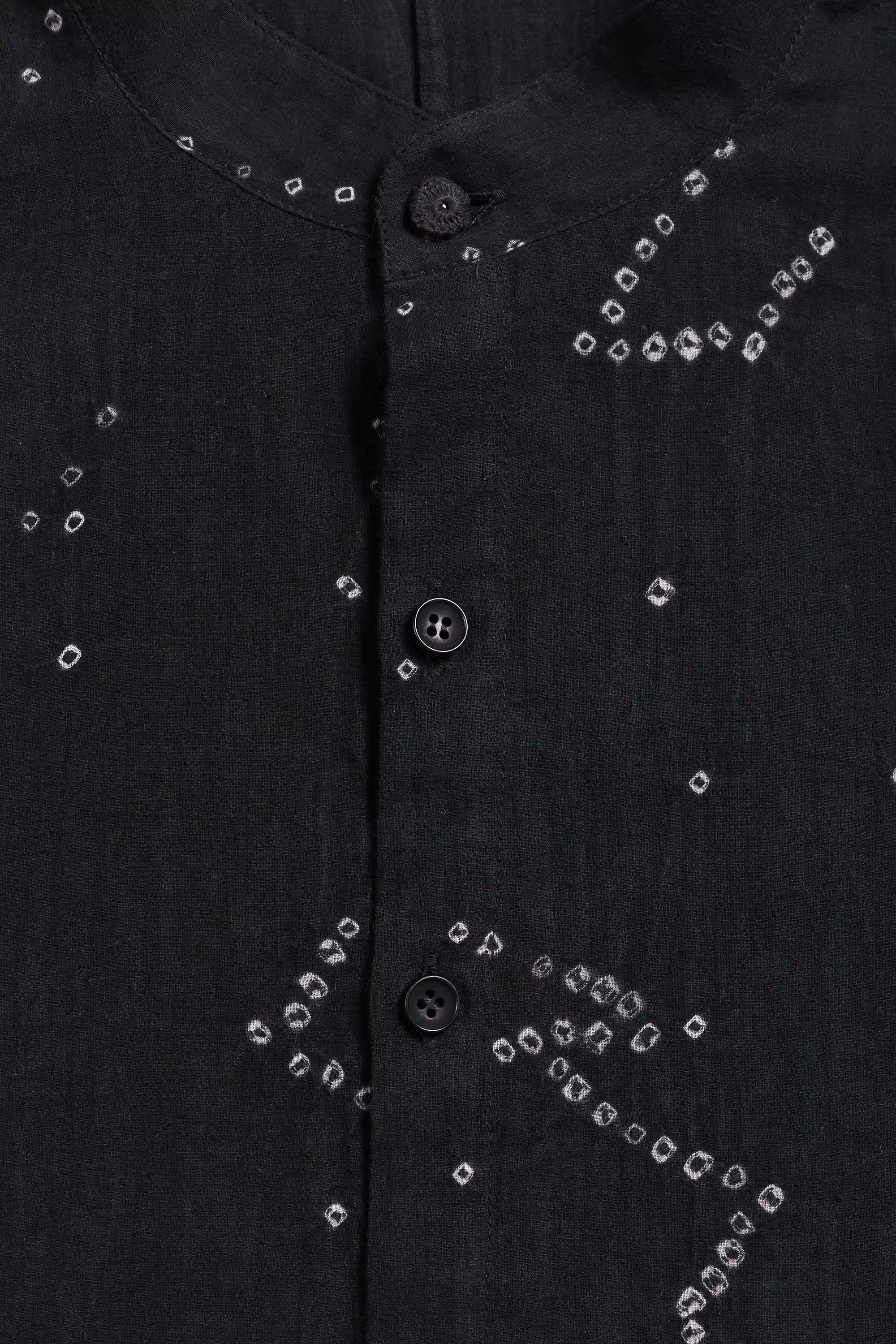 Close-up of a black button-front garment.