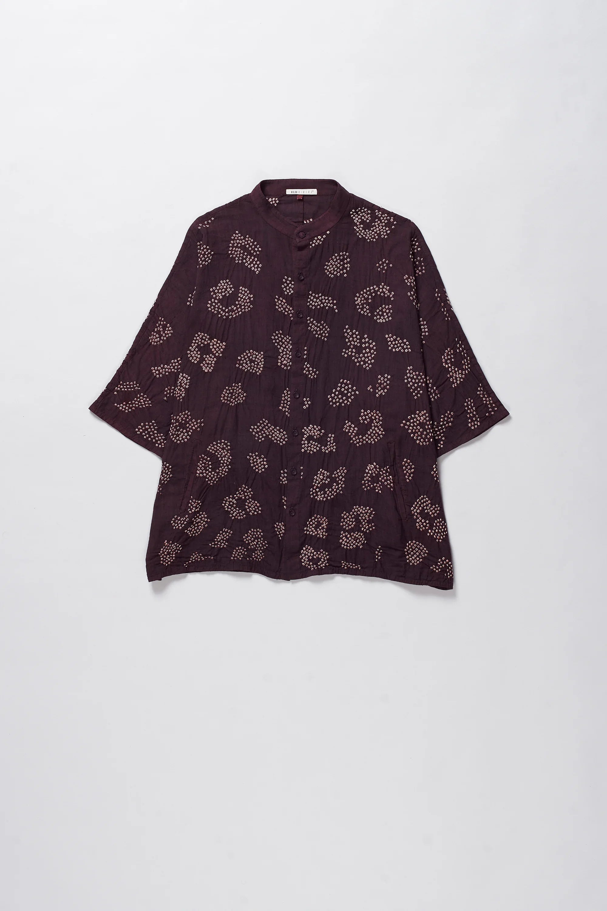Cotton Bandhani Shirt in Purple Red