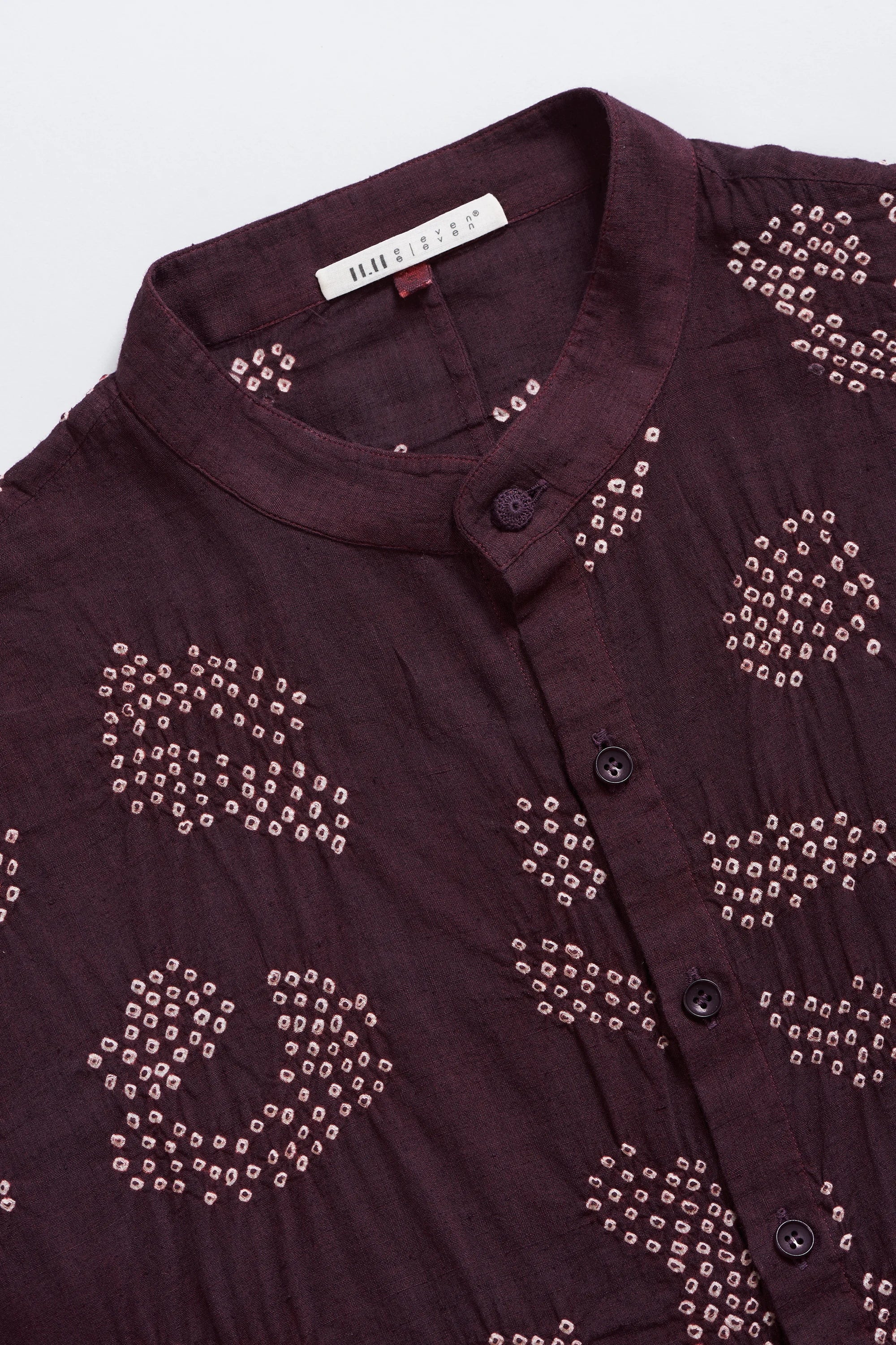 Cotton Bandhani Shirt in Purple Red