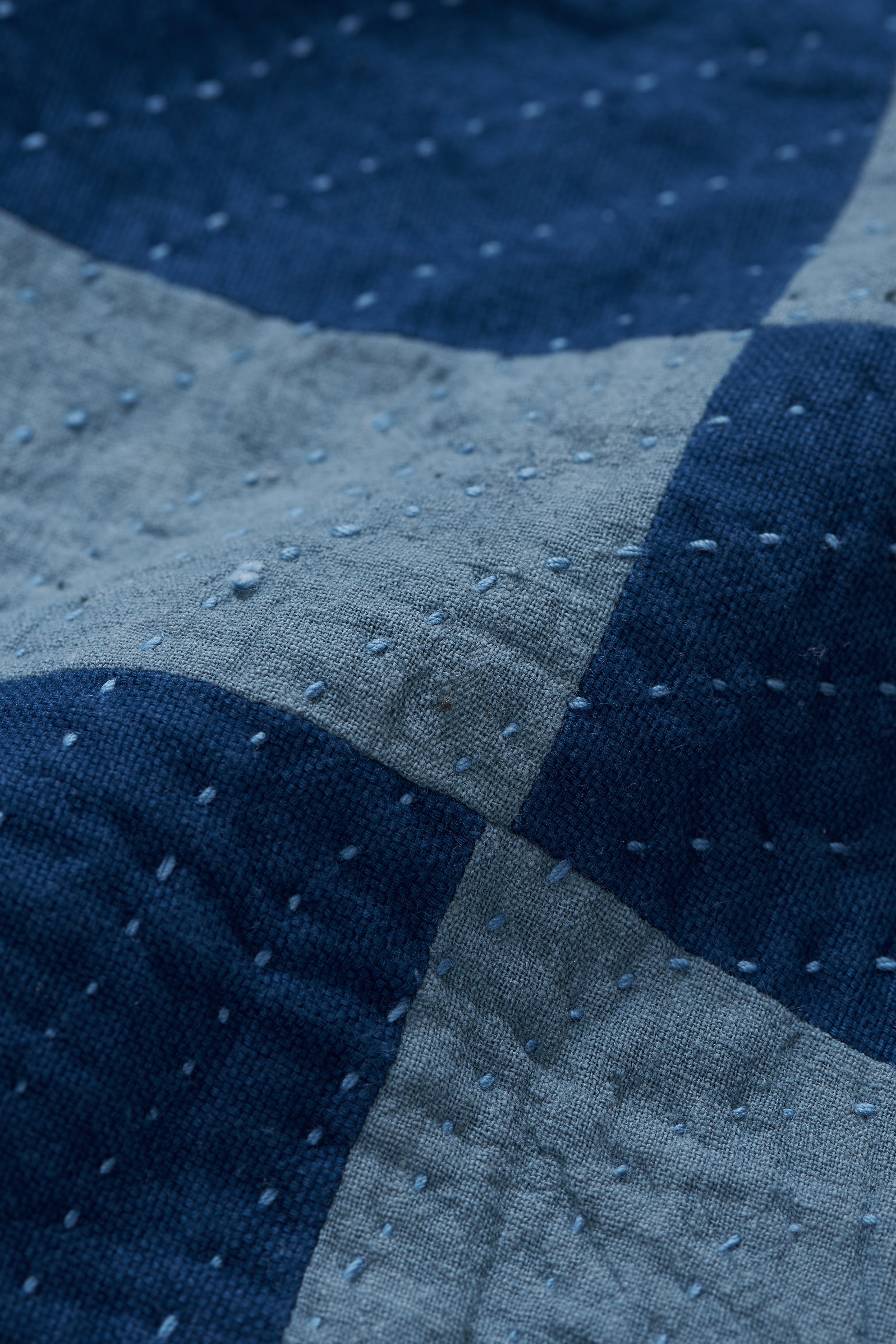 Patchwork Kantha Cushion Cover in Shades Of Indigo