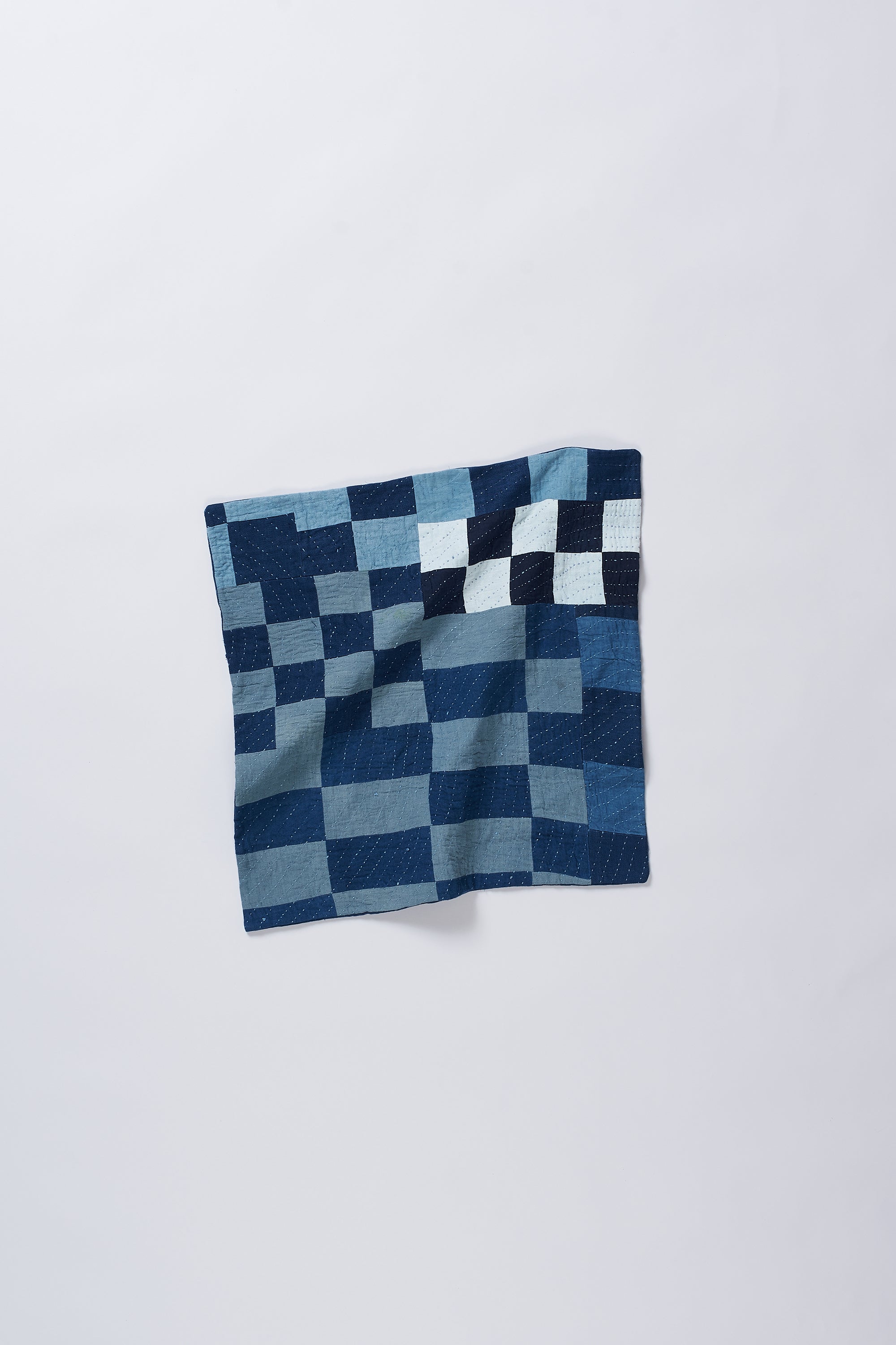 Patchwork Kantha Cushion Cover in Shades Of Indigo