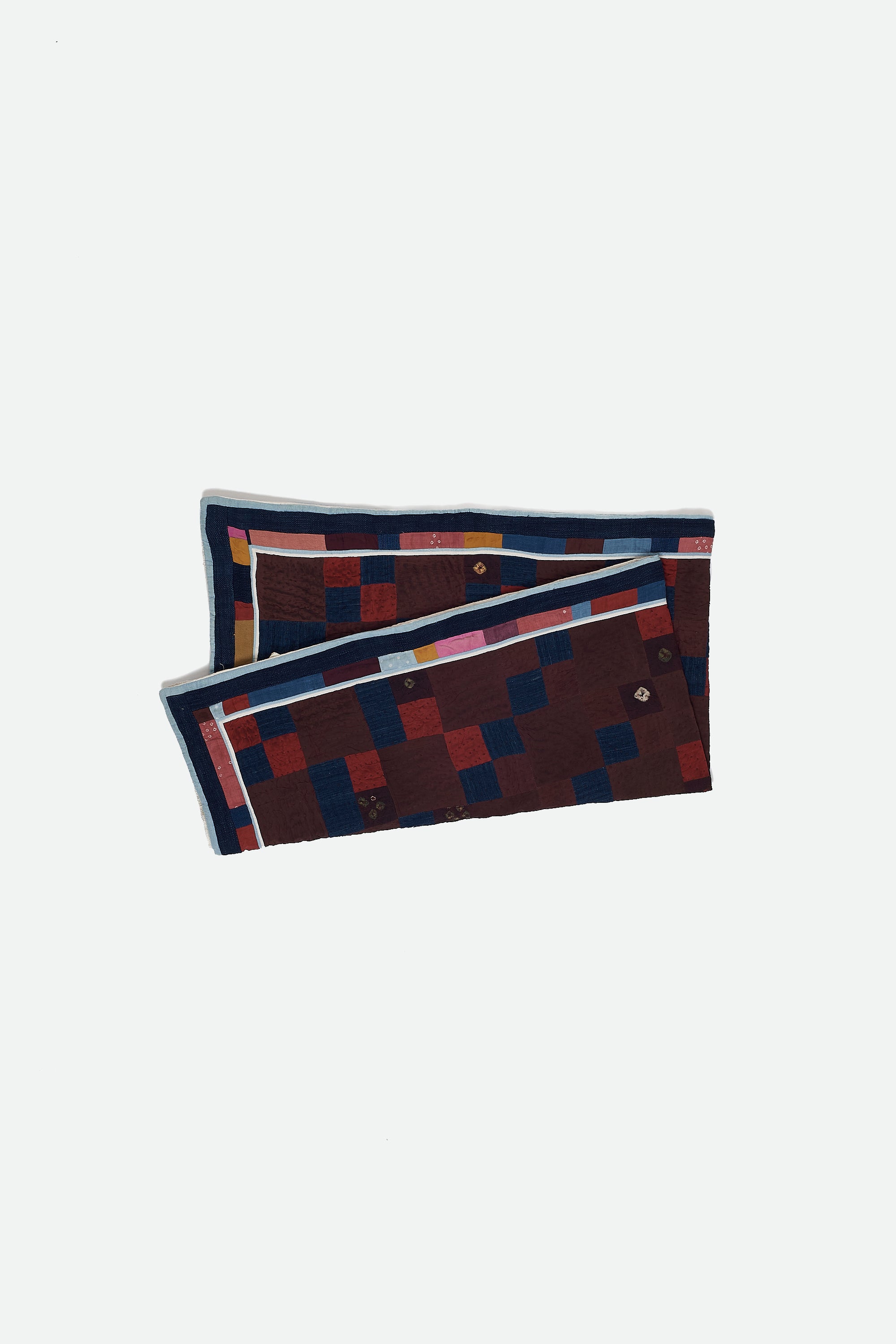 Hand Embroidered Patchwork Quilt in Shades of Wine