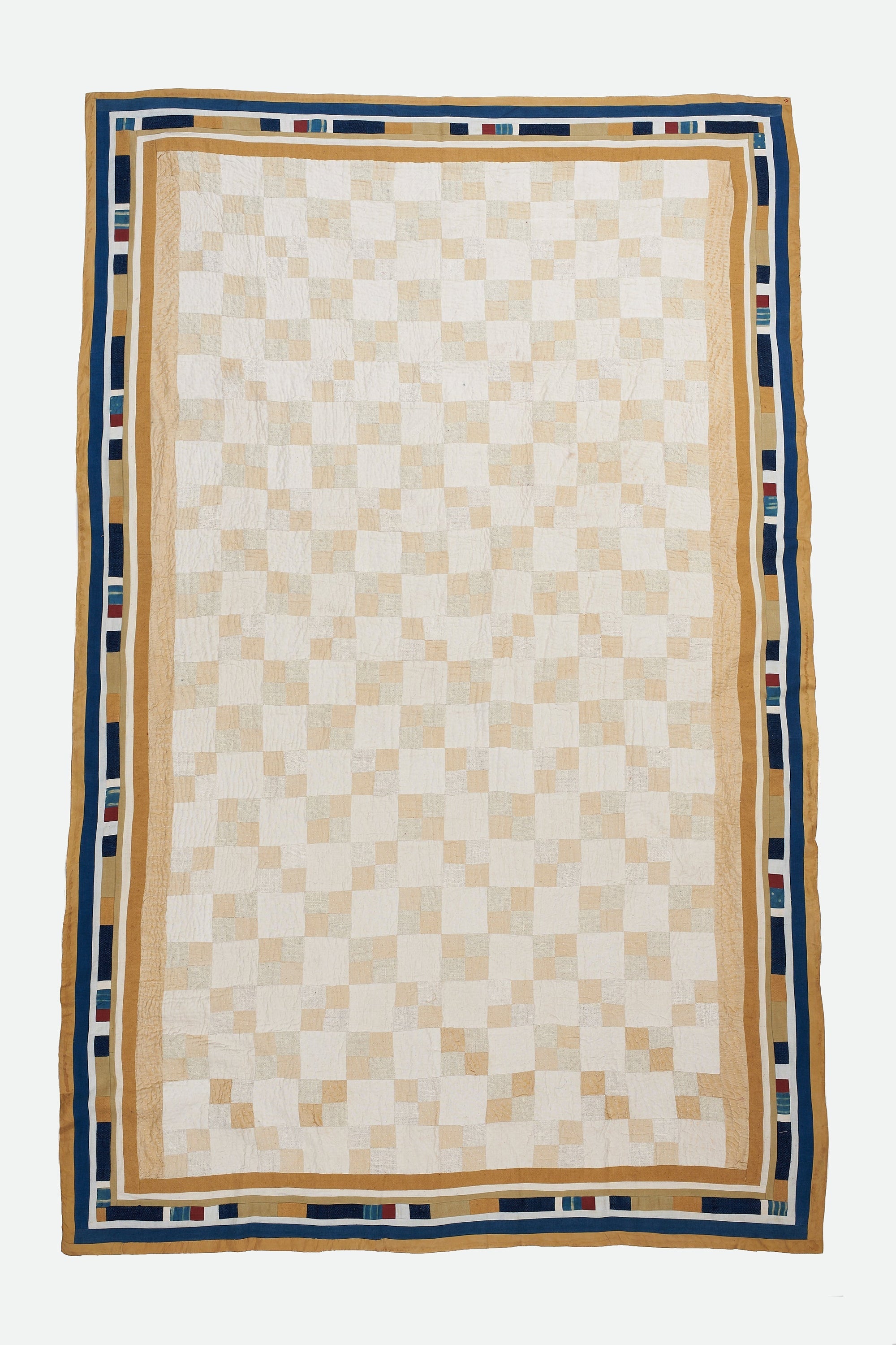 Hand Embroidered Patchwork Quilt in Shades Of Ecru