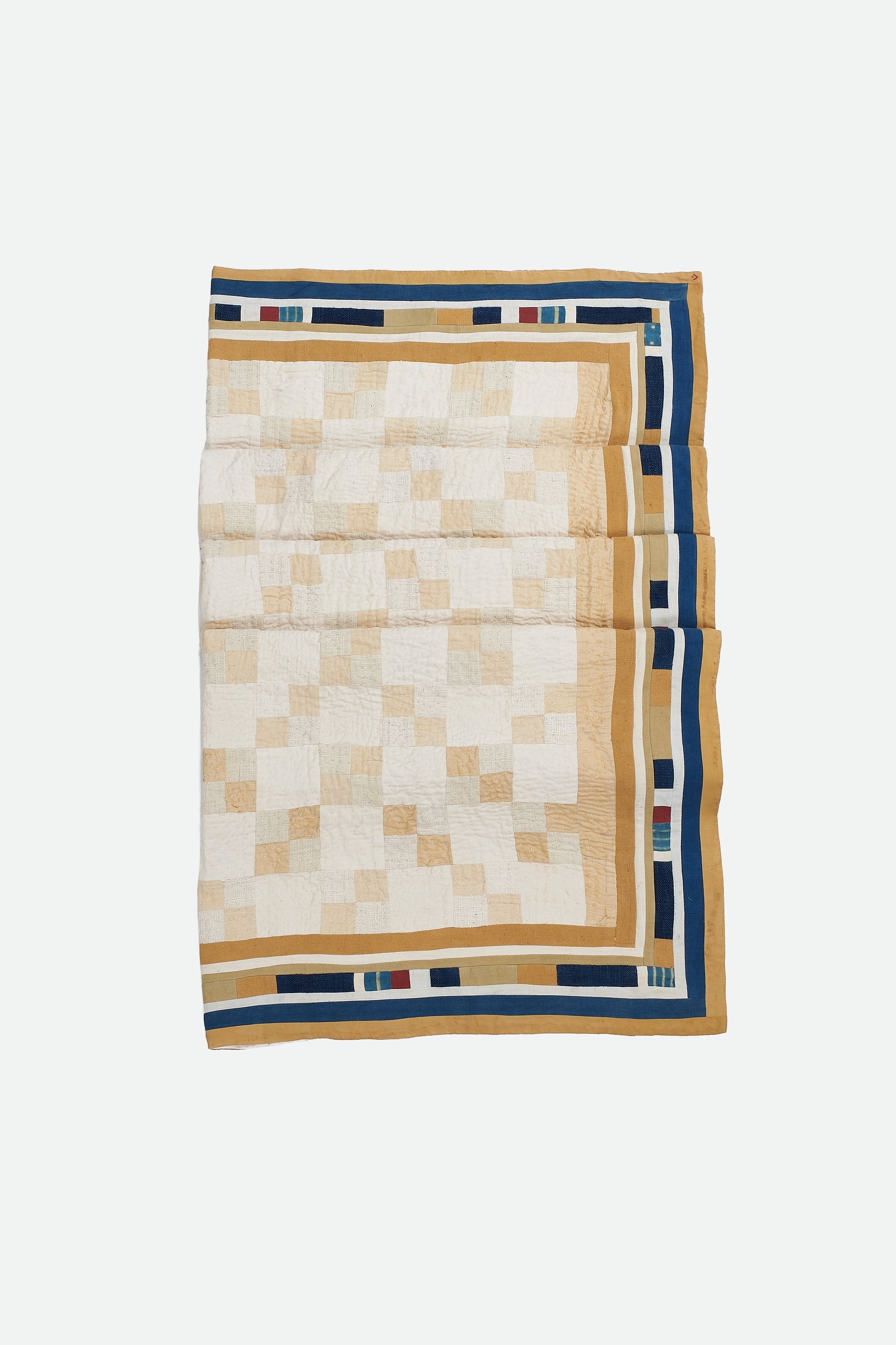 Hand Embroidered Patchwork Quilt in Shades Of Ecru