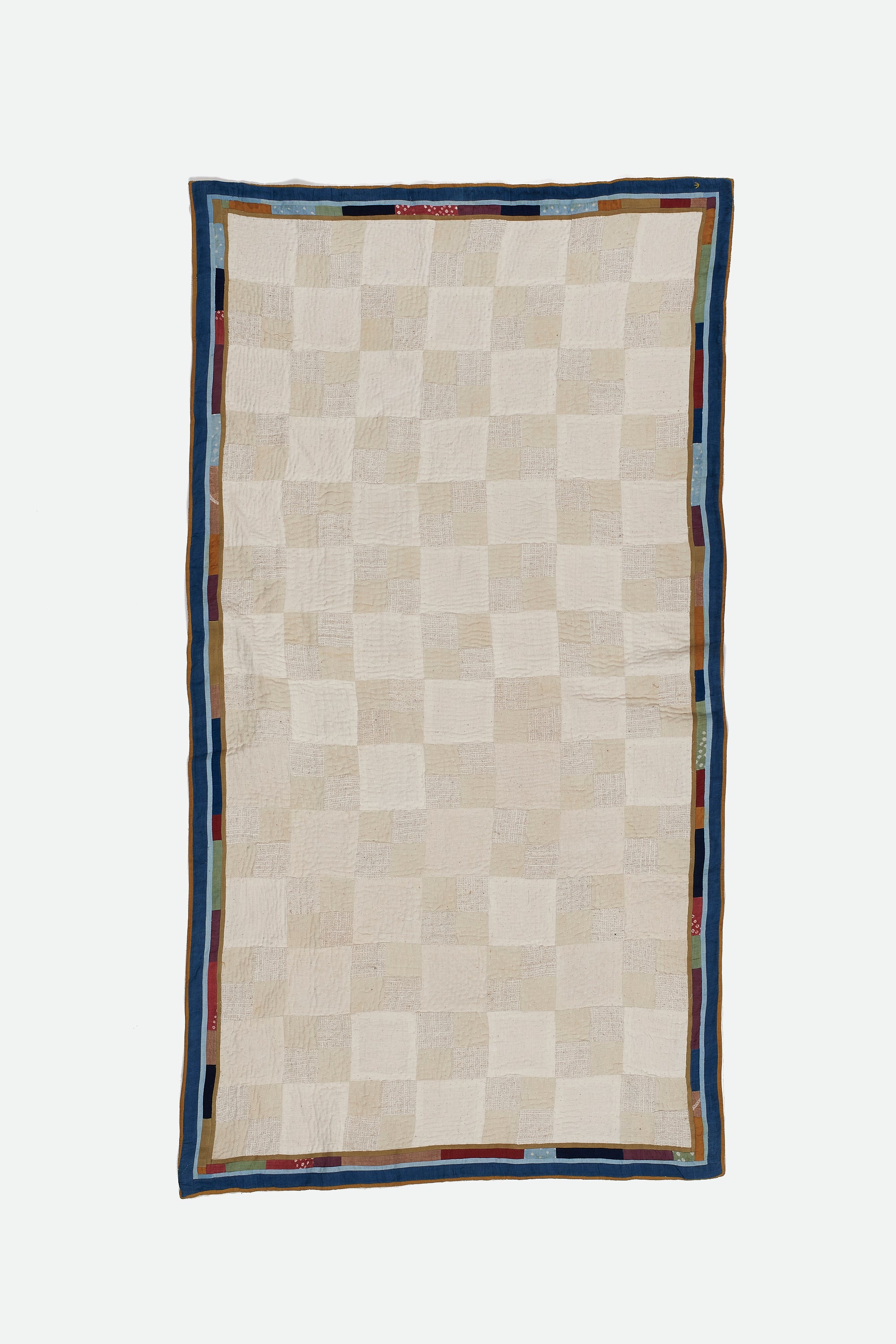 Hand Embroidered Patchwork Quilt in Shades of Ecru