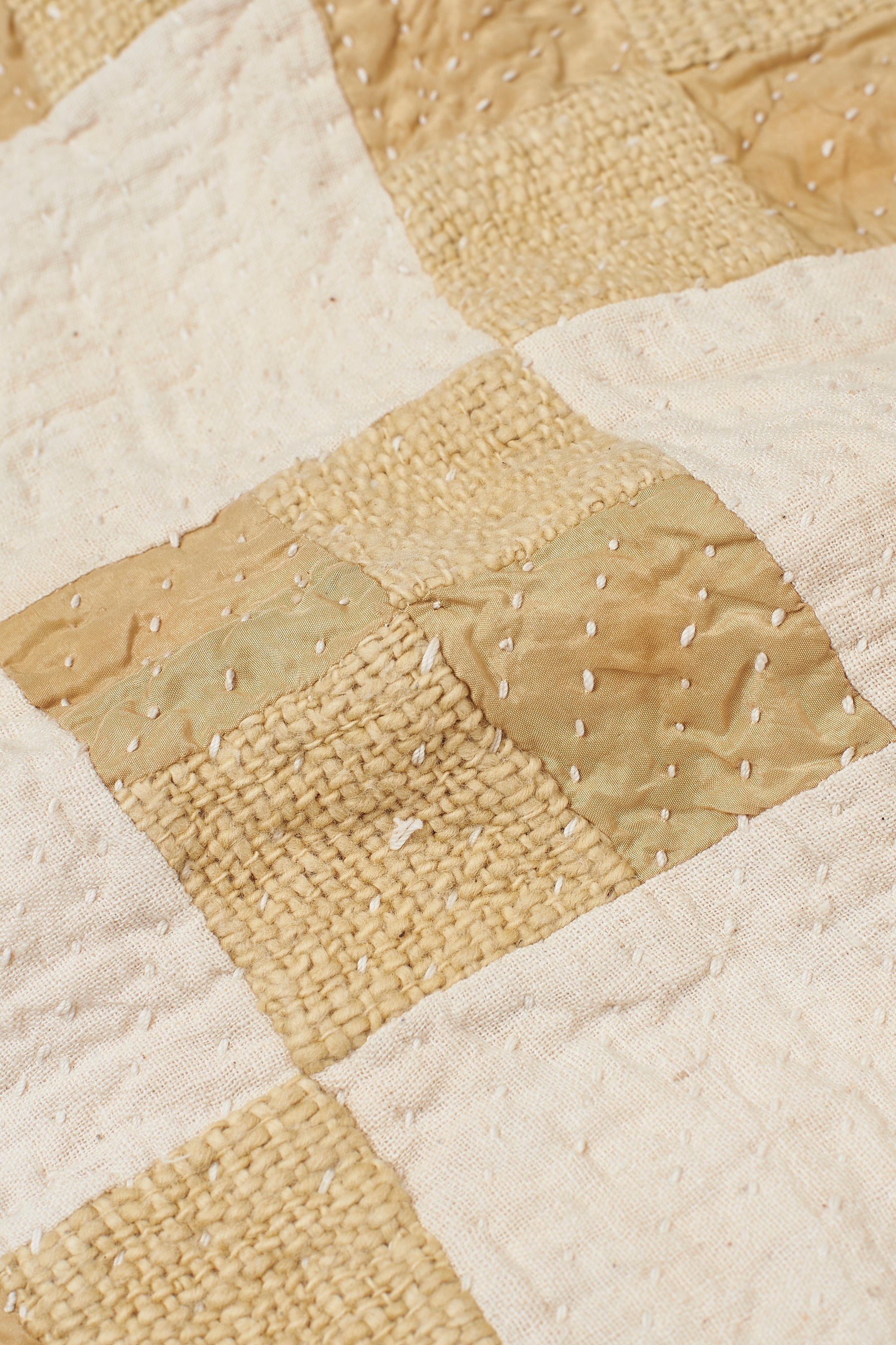 Patchwork Kantha Cushion Cover in Shades Of Ecru