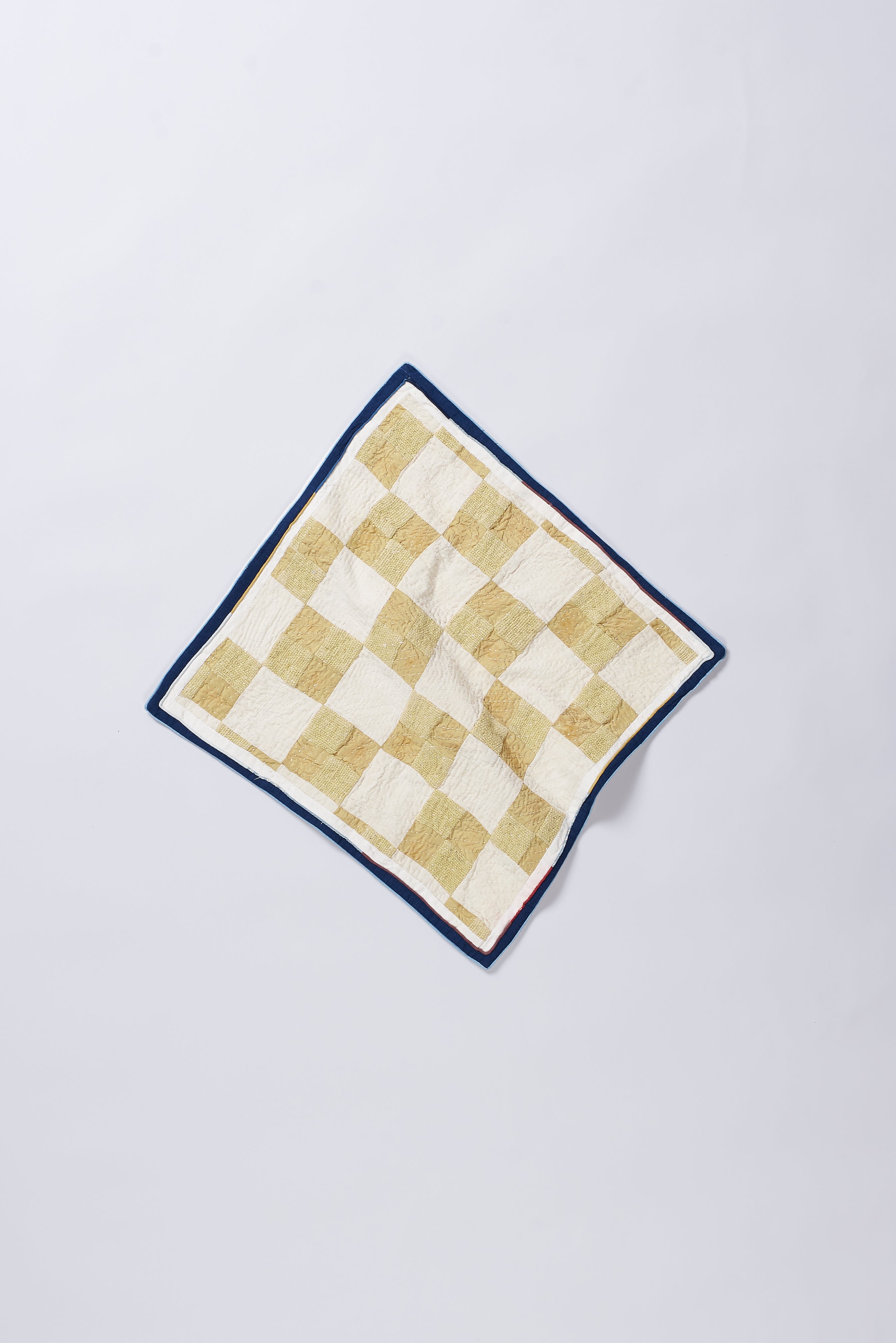 PATCHWORK KANTHA CUSHION COVER IN SHADES OF ECRU