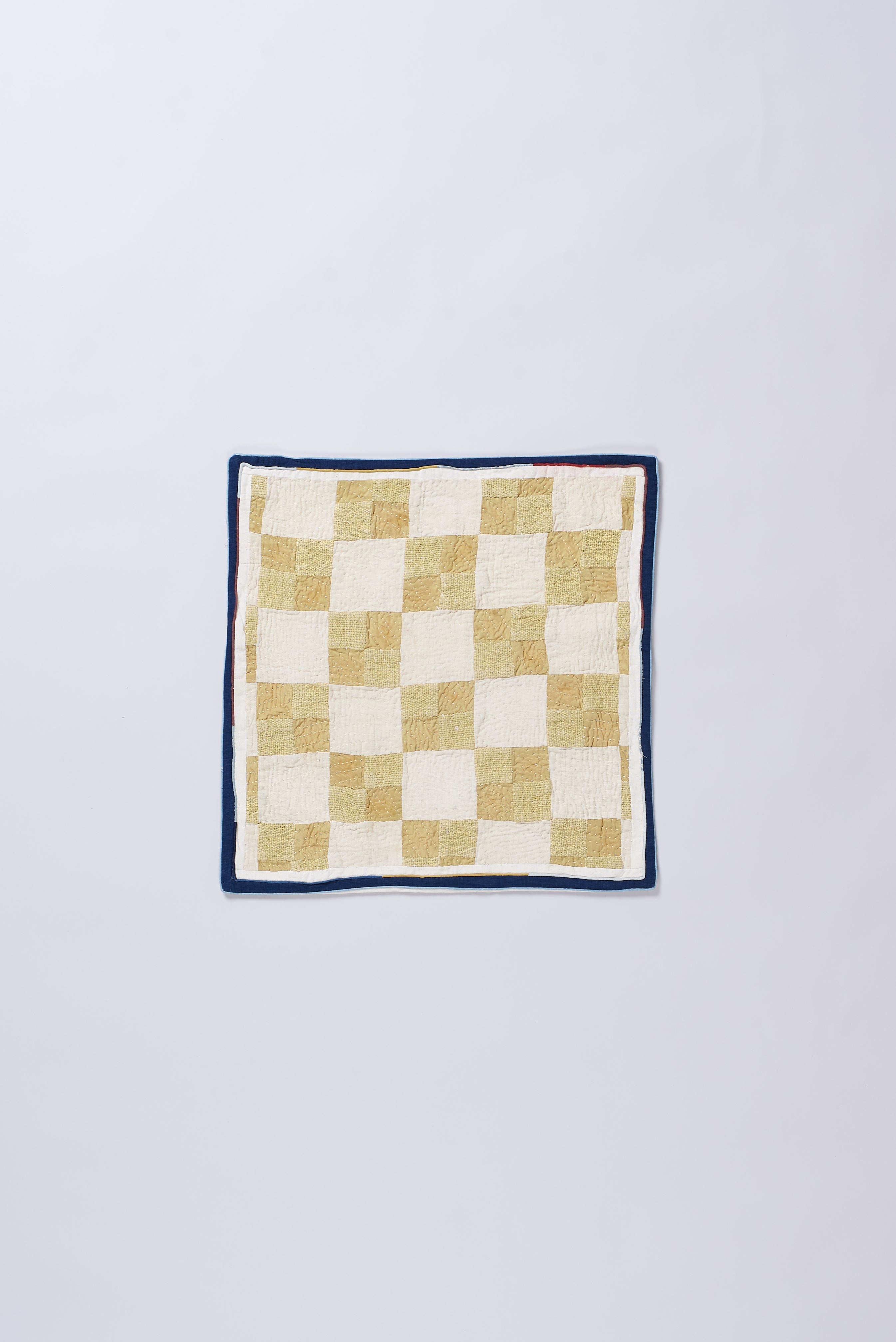 PATCHWORK KANTHA CUSHION COVER IN SHADES OF ECRU