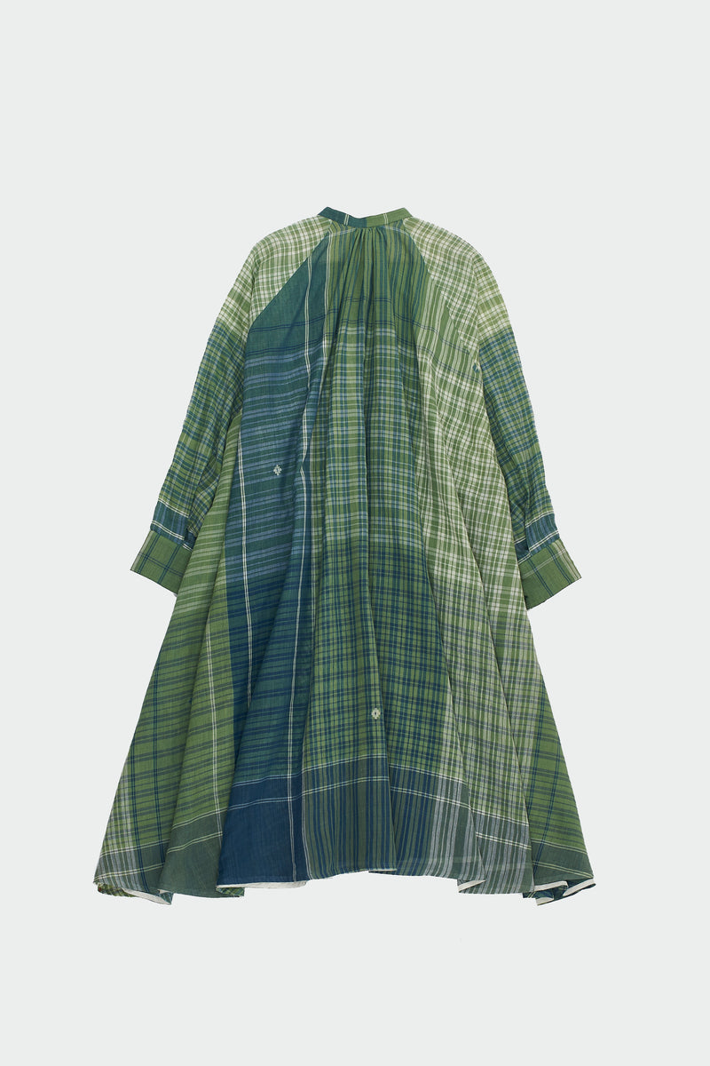 OLIVE GREEN YARN DYED JAMDANI COTTON DRESS