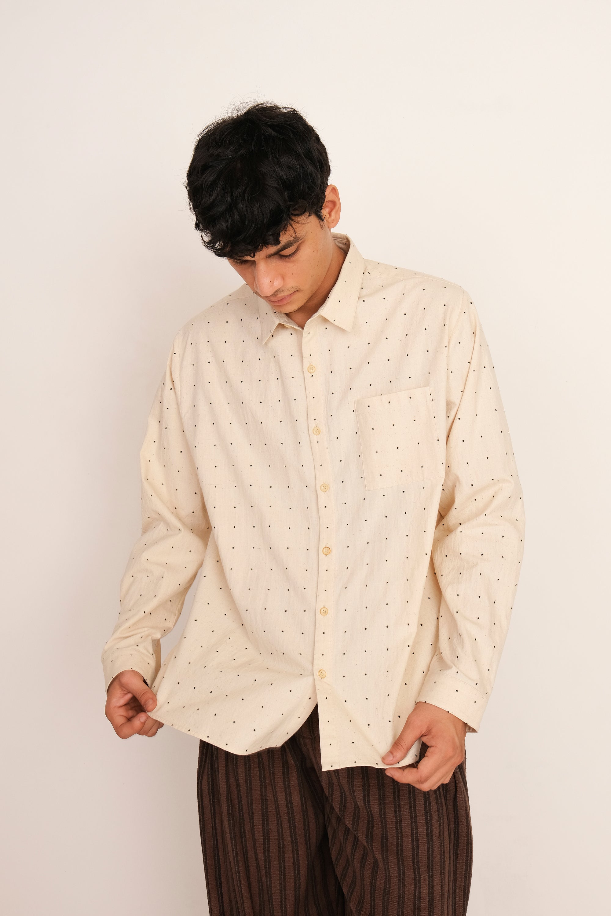 Ecru Fine Cotton Tangaliya Unisex Shirt