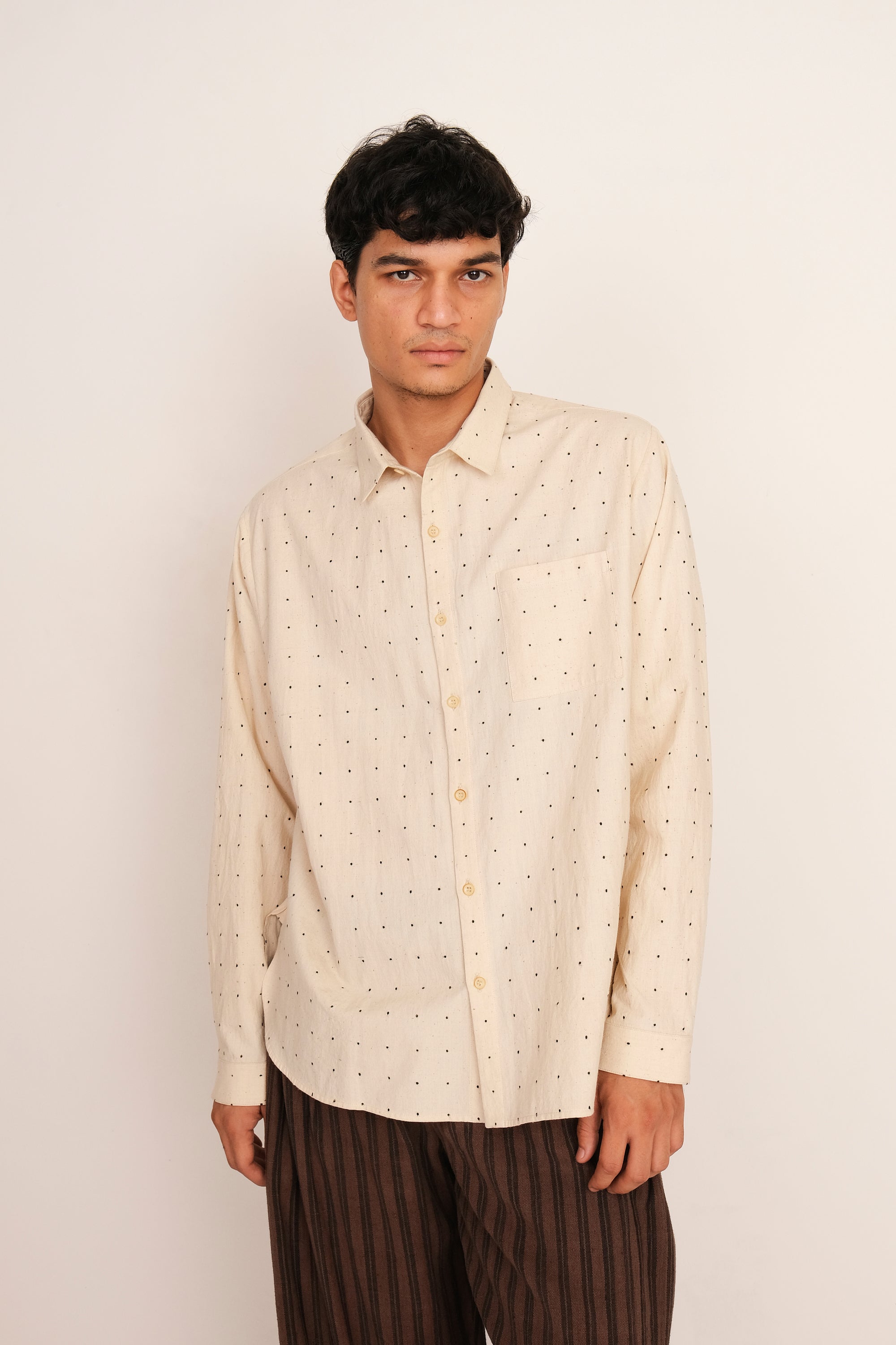 Ecru Fine Cotton Tangaliya Unisex Shirt