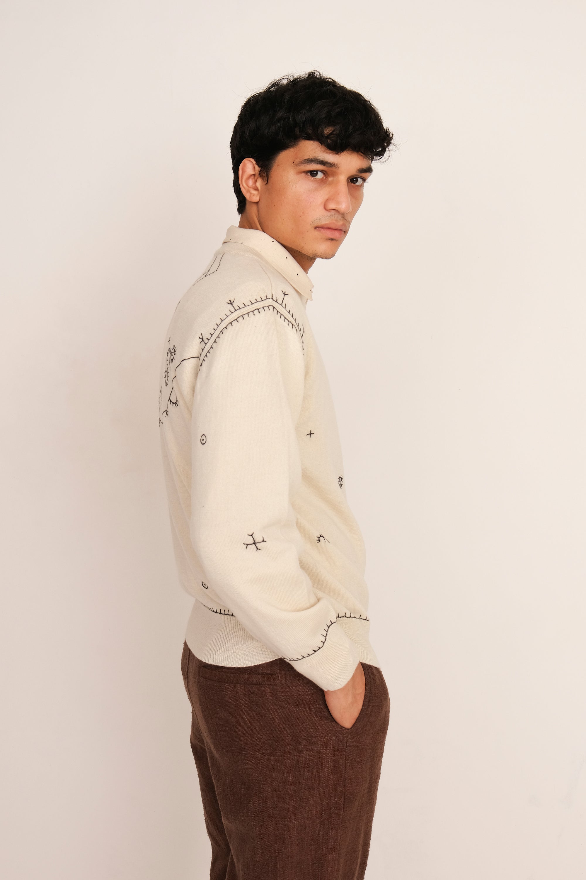 Hand Embroidered Cotton Sweatshirt