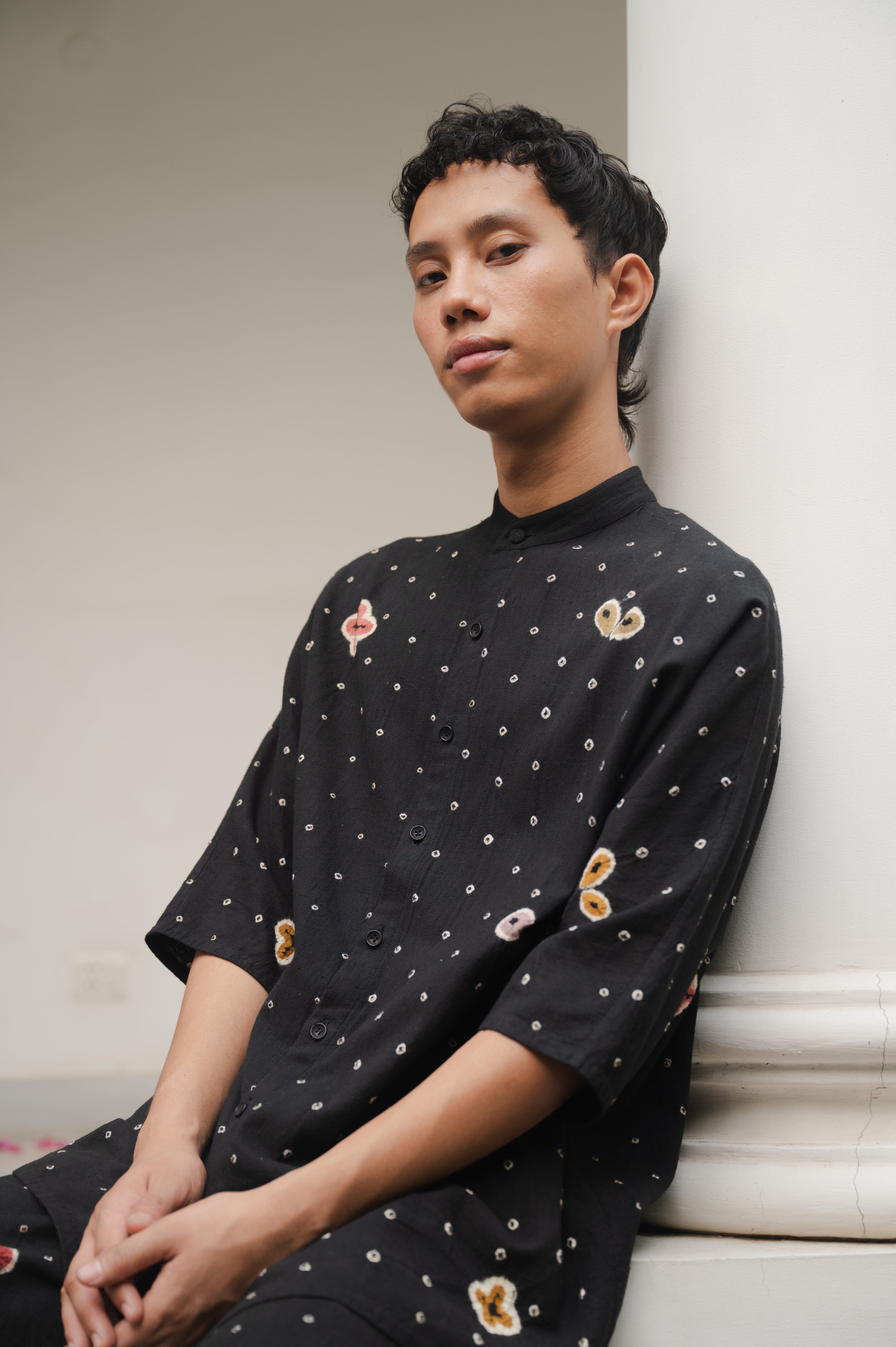 All-Over Bandhani Kimono Half Sleeve Shirt