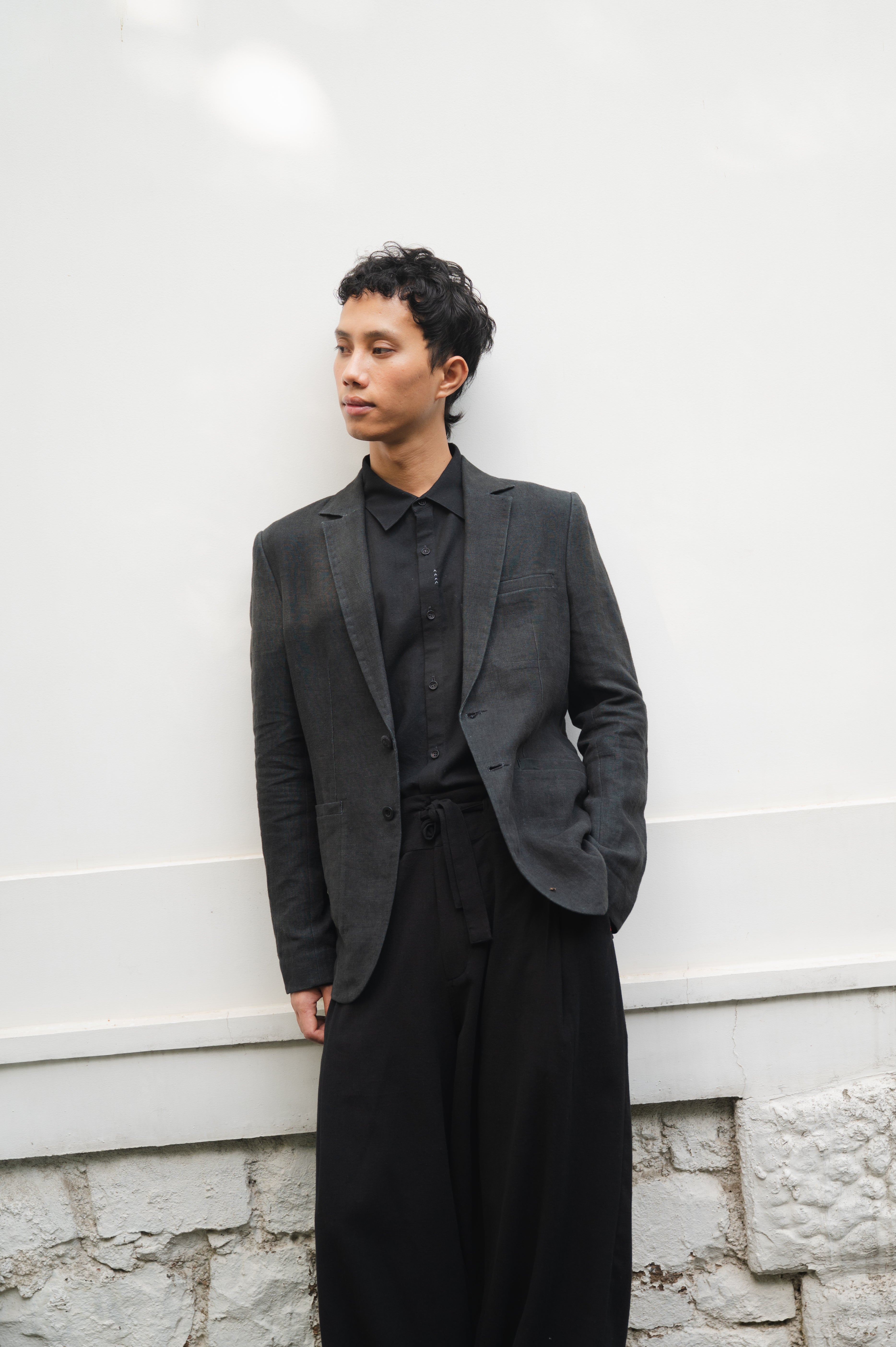 LINEN JACKET IN BLACK