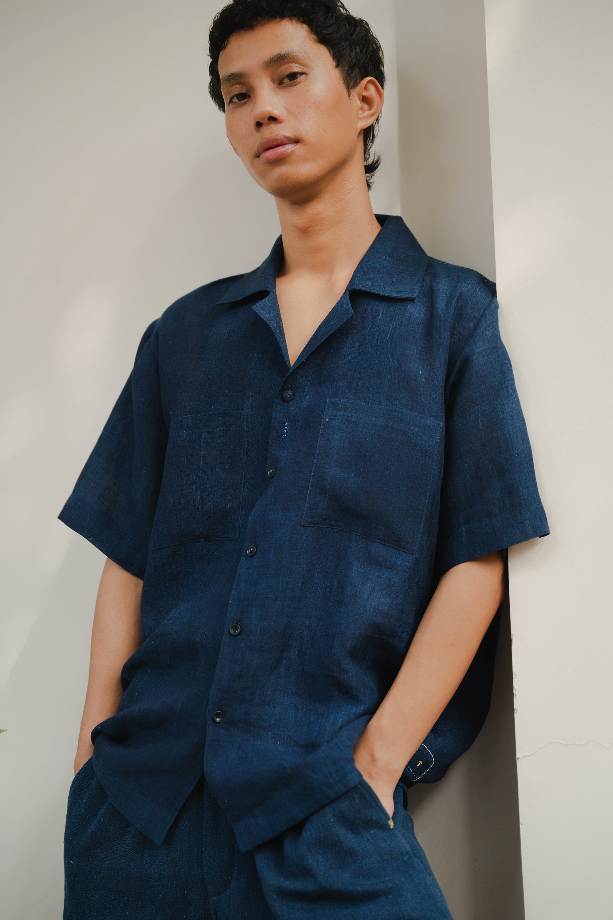INDIGO CAMP COLLAR SHIRT