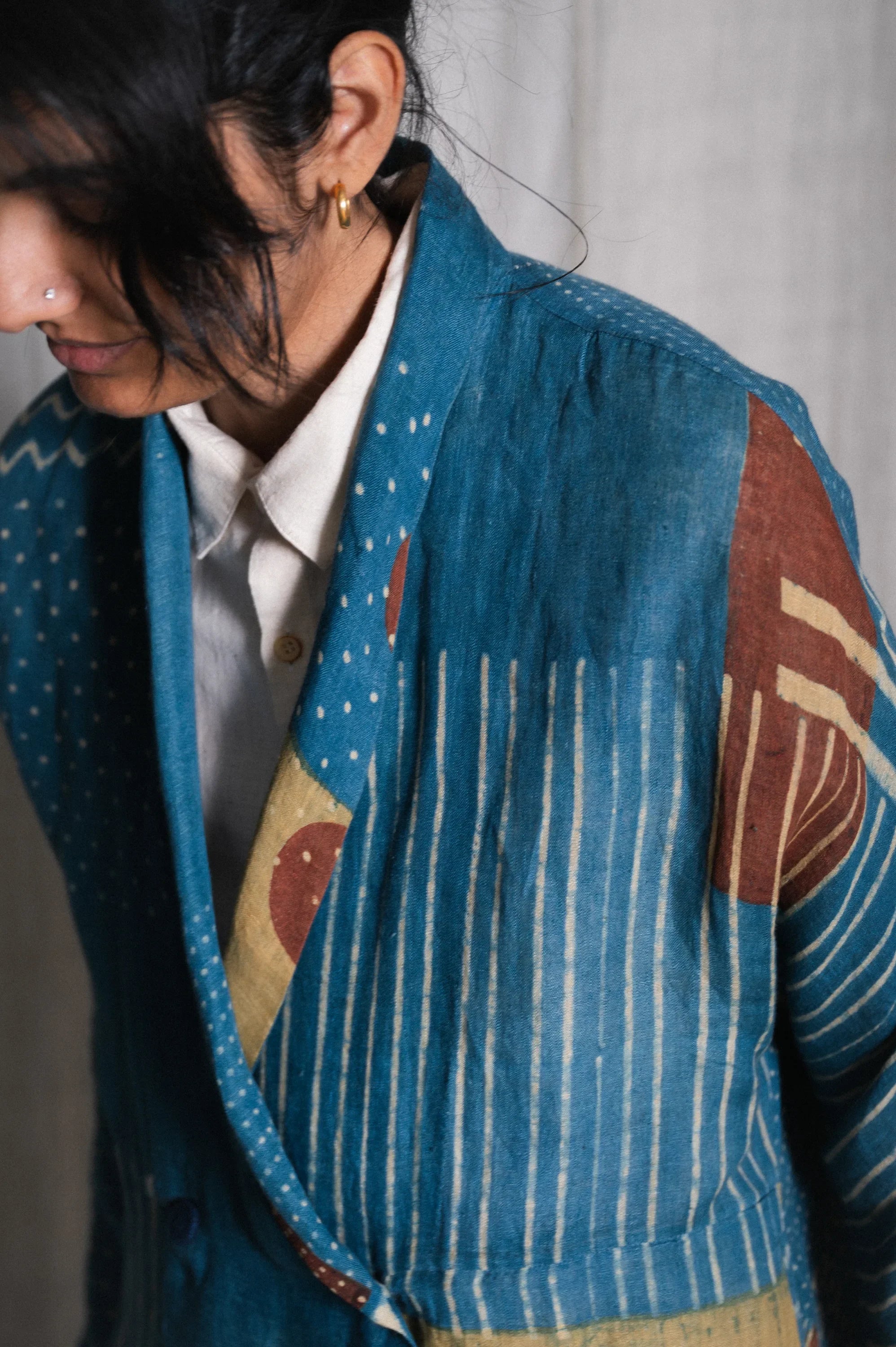 Naomi Linen Jacket with Block Print