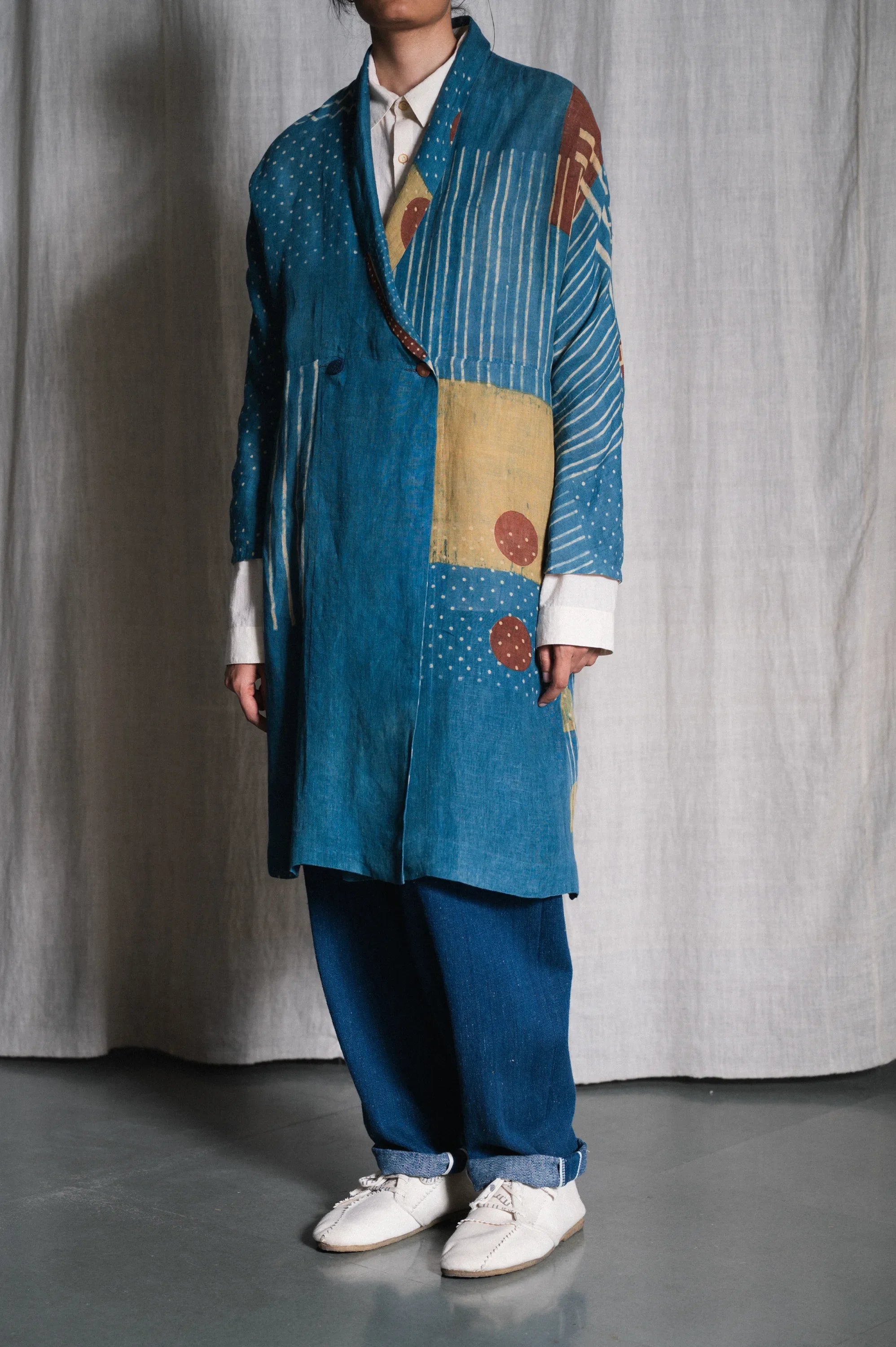 Naomi Linen Jacket with Block Print