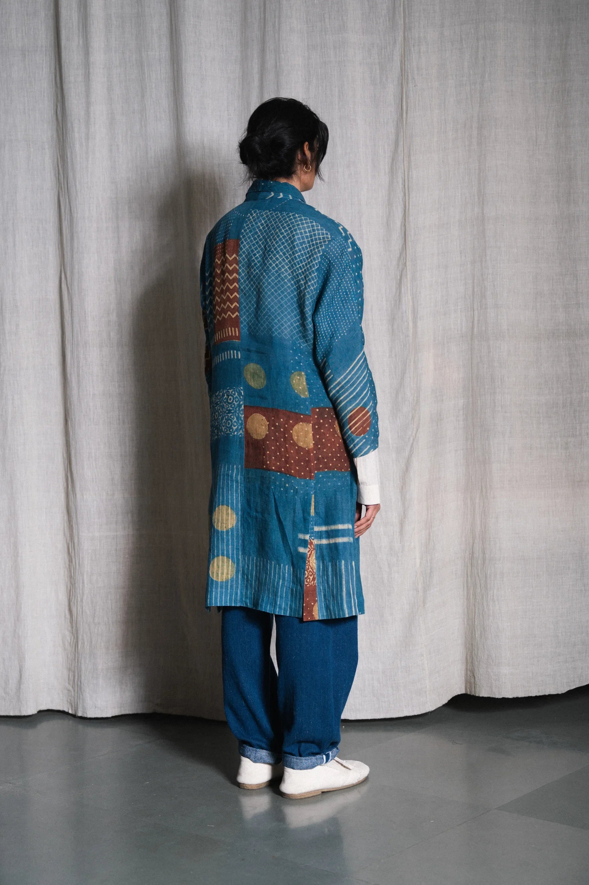 Naomi Linen Jacket with Block Print